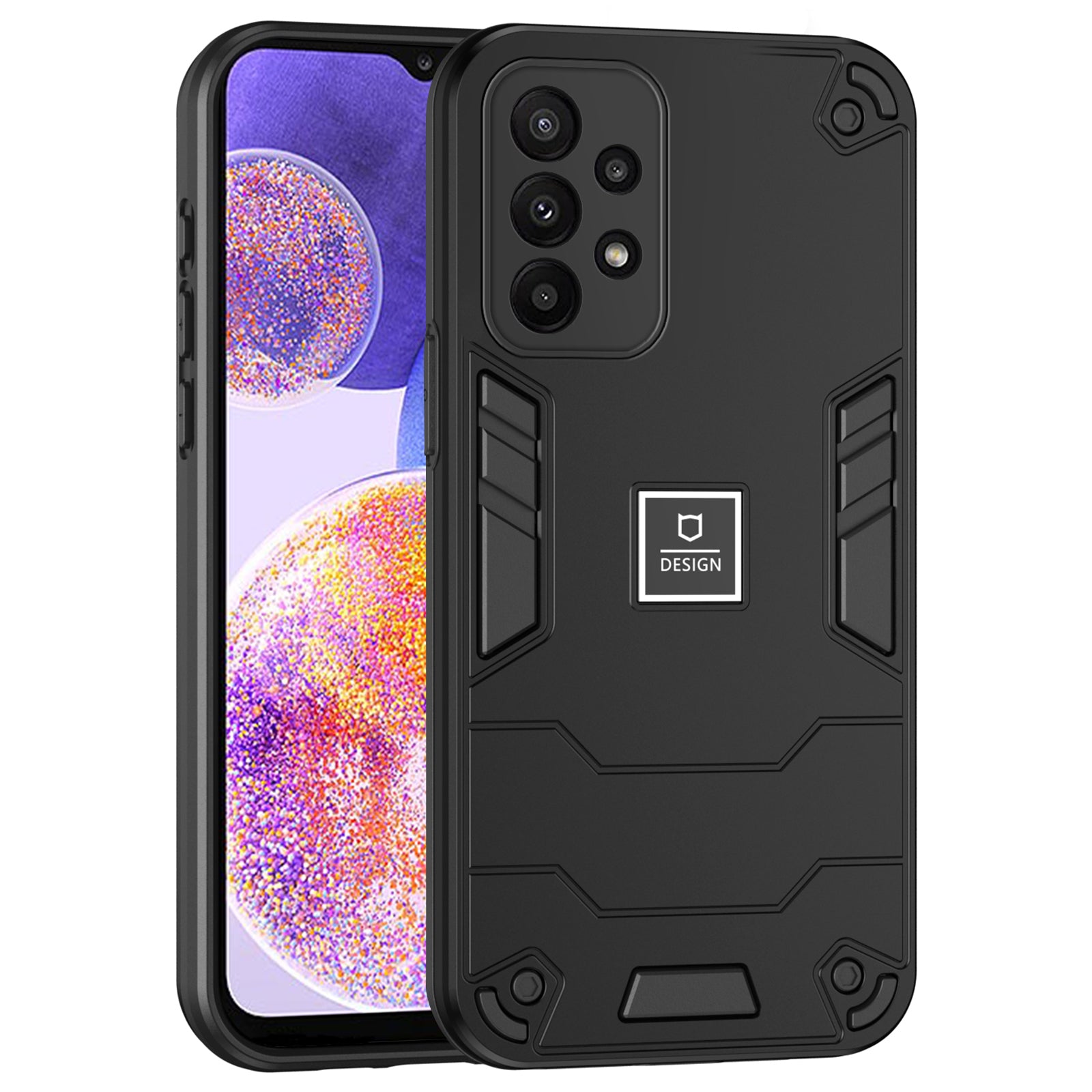 For Samsung Galaxy A23 4G / 5G (Global Version) Case 2-in-1 Design PC + TPU Phone Cover - Black