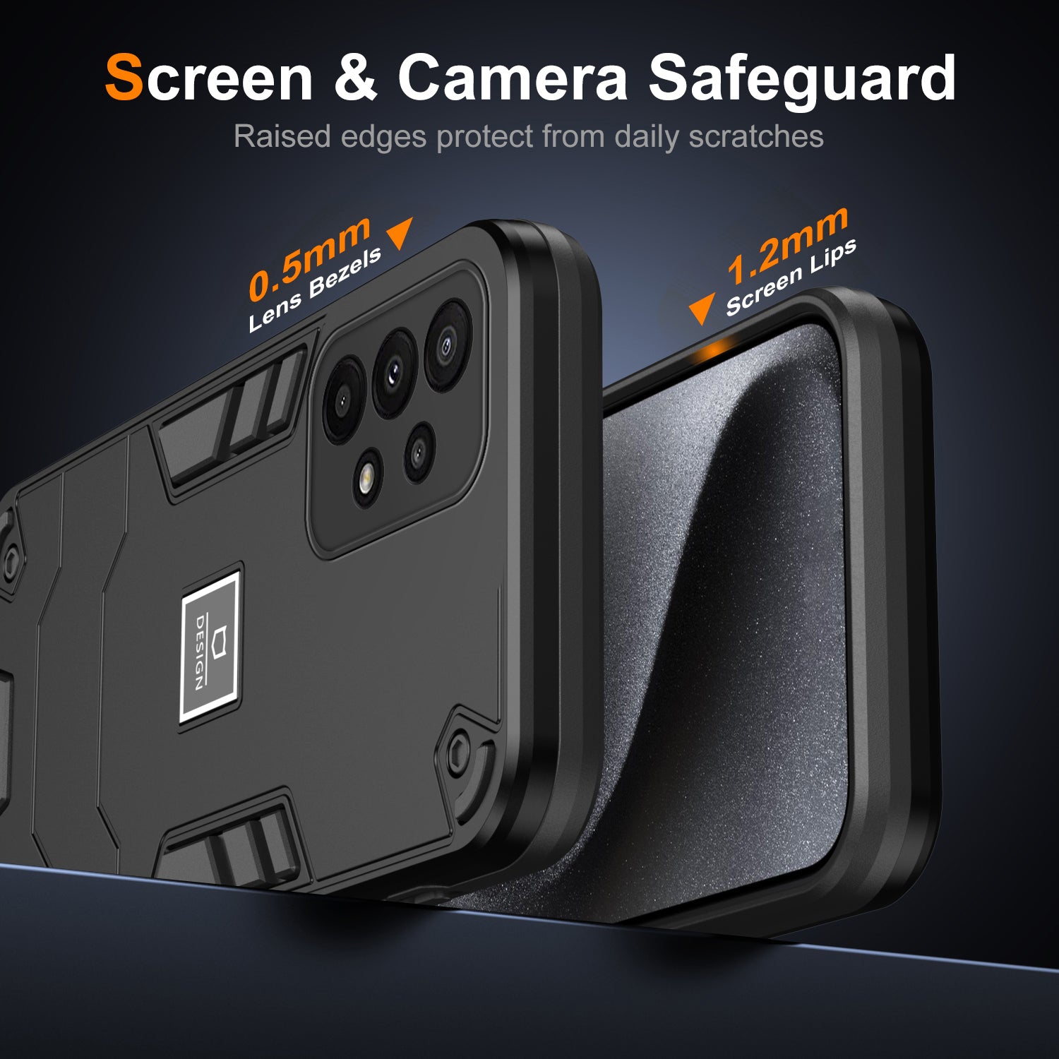 For Samsung Galaxy A23 4G / 5G (Global Version) Case 2-in-1 Design PC + TPU Phone Cover - Black