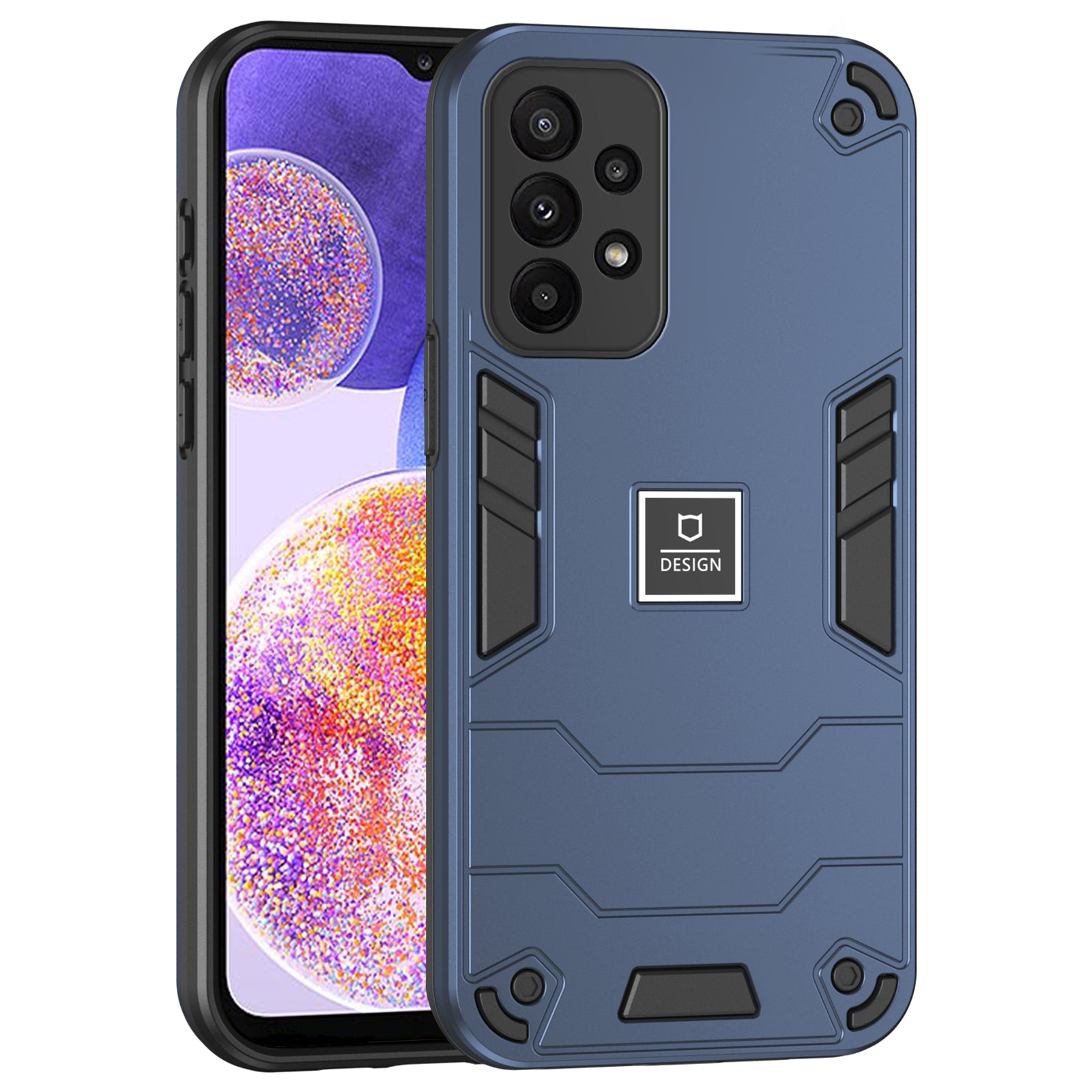 For Samsung Galaxy A23 4G / 5G (Global Version) Case 2-in-1 Design PC + TPU Phone Cover - Black