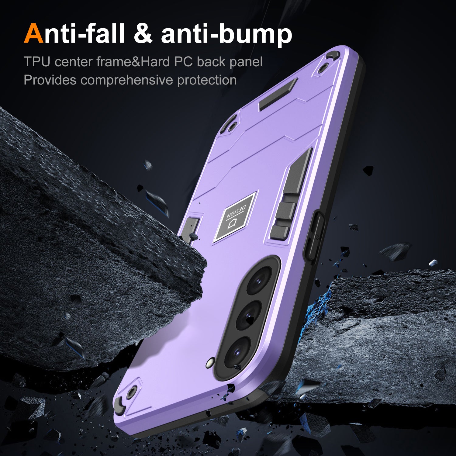 For Samsung Galaxy S23 Case PC+TPU Shockproof Protection Phone Back Cover - Purple