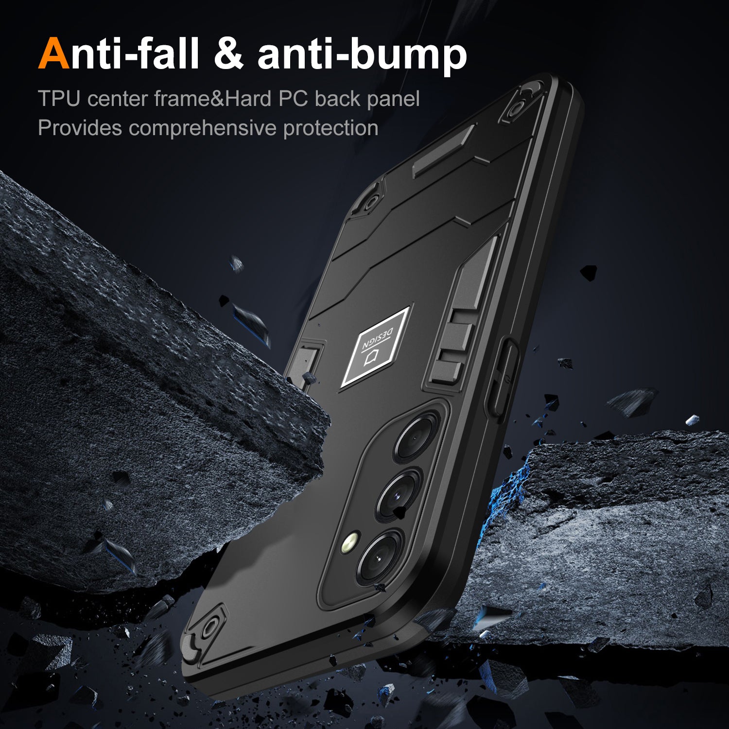 For Samsung Galaxy A24 4G (162.1 x 77.6 x 8.3mm) Case Comfortable Grip Drop Protection Phone Cover - Black