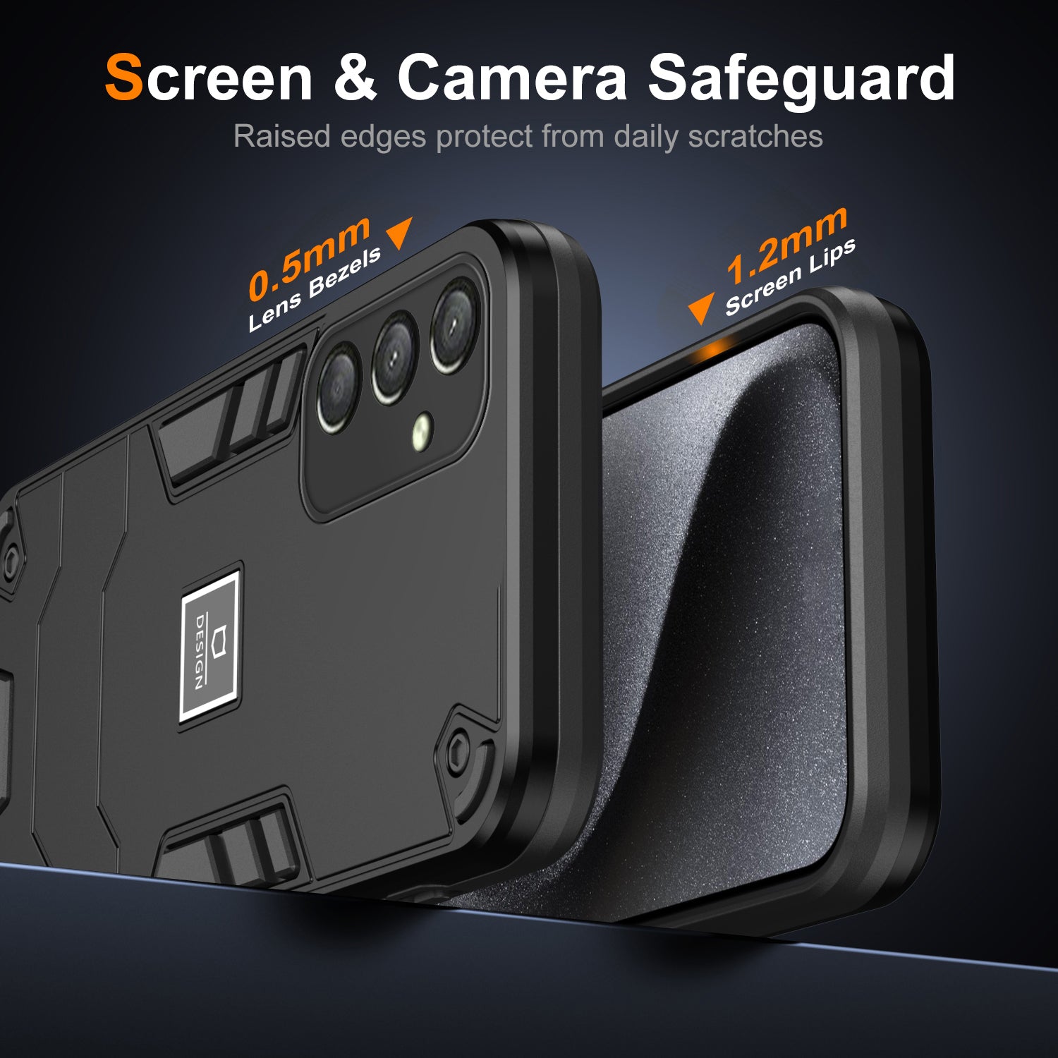 For Samsung Galaxy A25 5G (Global) (161.0 x 76.5 x 8.3mm) Phone Case Shock Absorption TPU Bumper Hard PC Back Hybrid Cover - Black