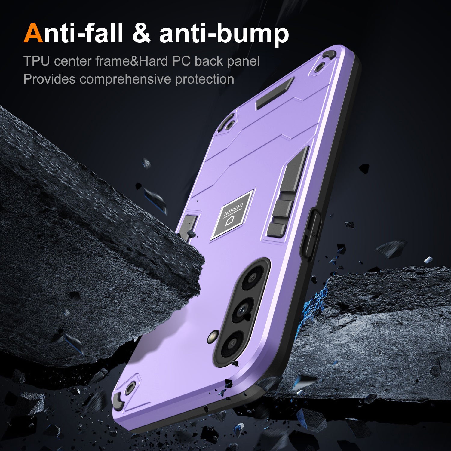 For Samsung Galaxy A14 4G / 5G Phone Case Dual Layer Hybrid Soft TPU Hard PC Cover - Purple