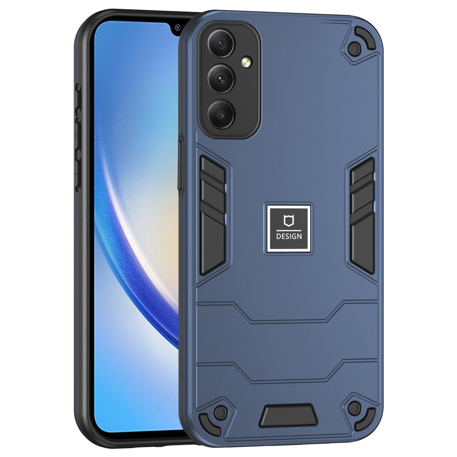For Samsung Galaxy A34 5G Phone Case PC+TPU Dual Layered Shockproof Cover Precise Cut-outs - Navy Blue