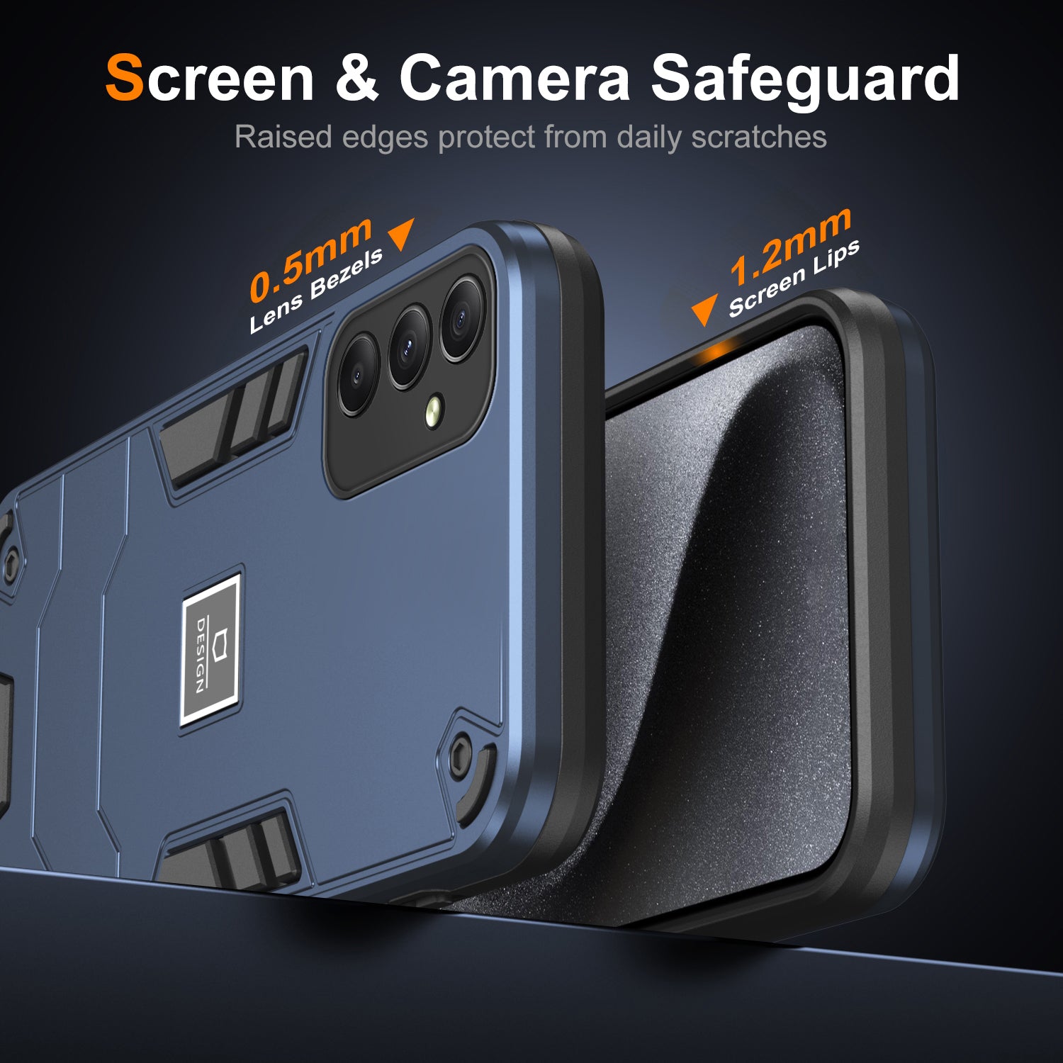 For Samsung Galaxy A34 5G Phone Case PC+TPU Dual Layered Shockproof Cover Precise Cut-outs - Navy Blue