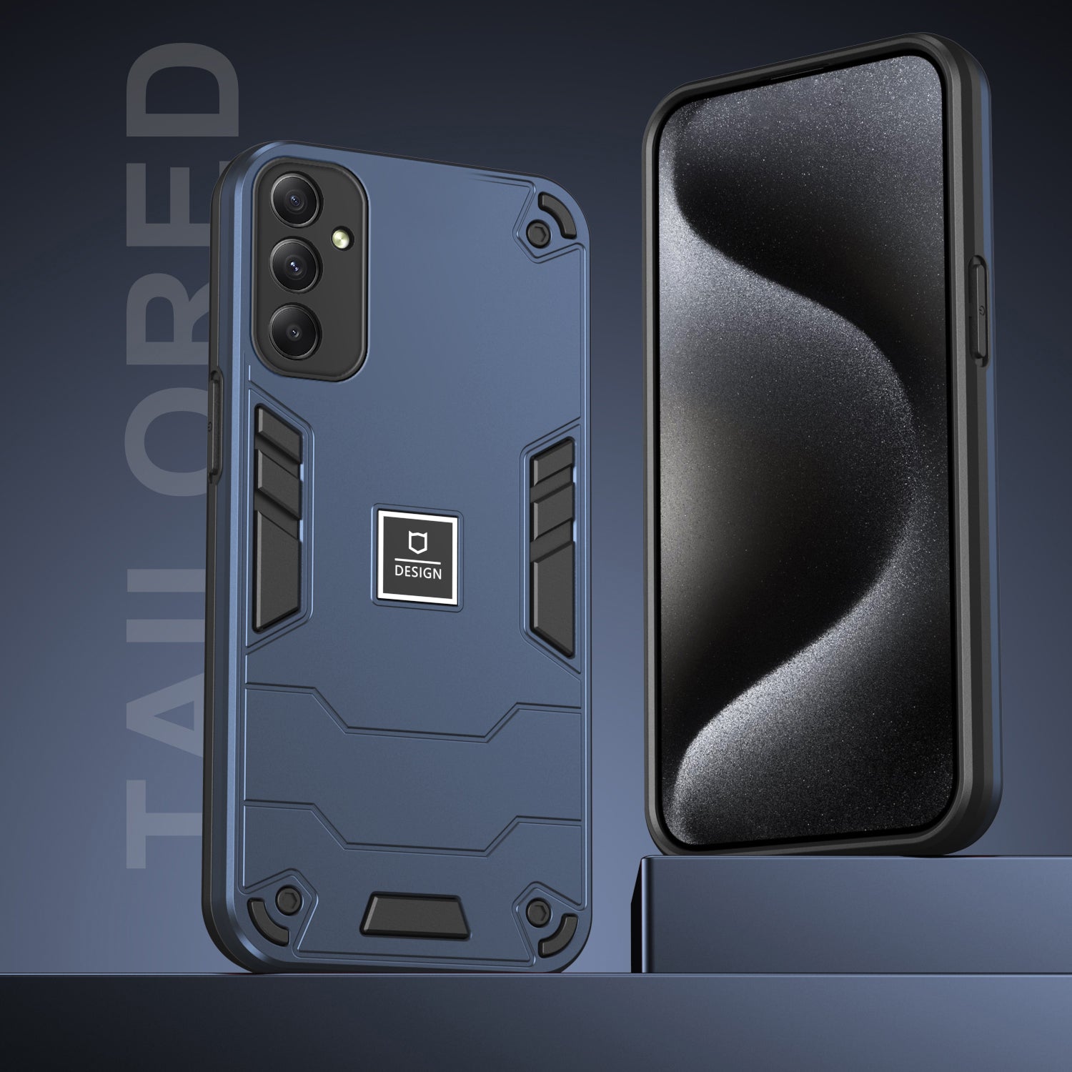 For Samsung Galaxy A34 5G Phone Case PC+TPU Dual Layered Shockproof Cover Precise Cut-outs - Navy Blue