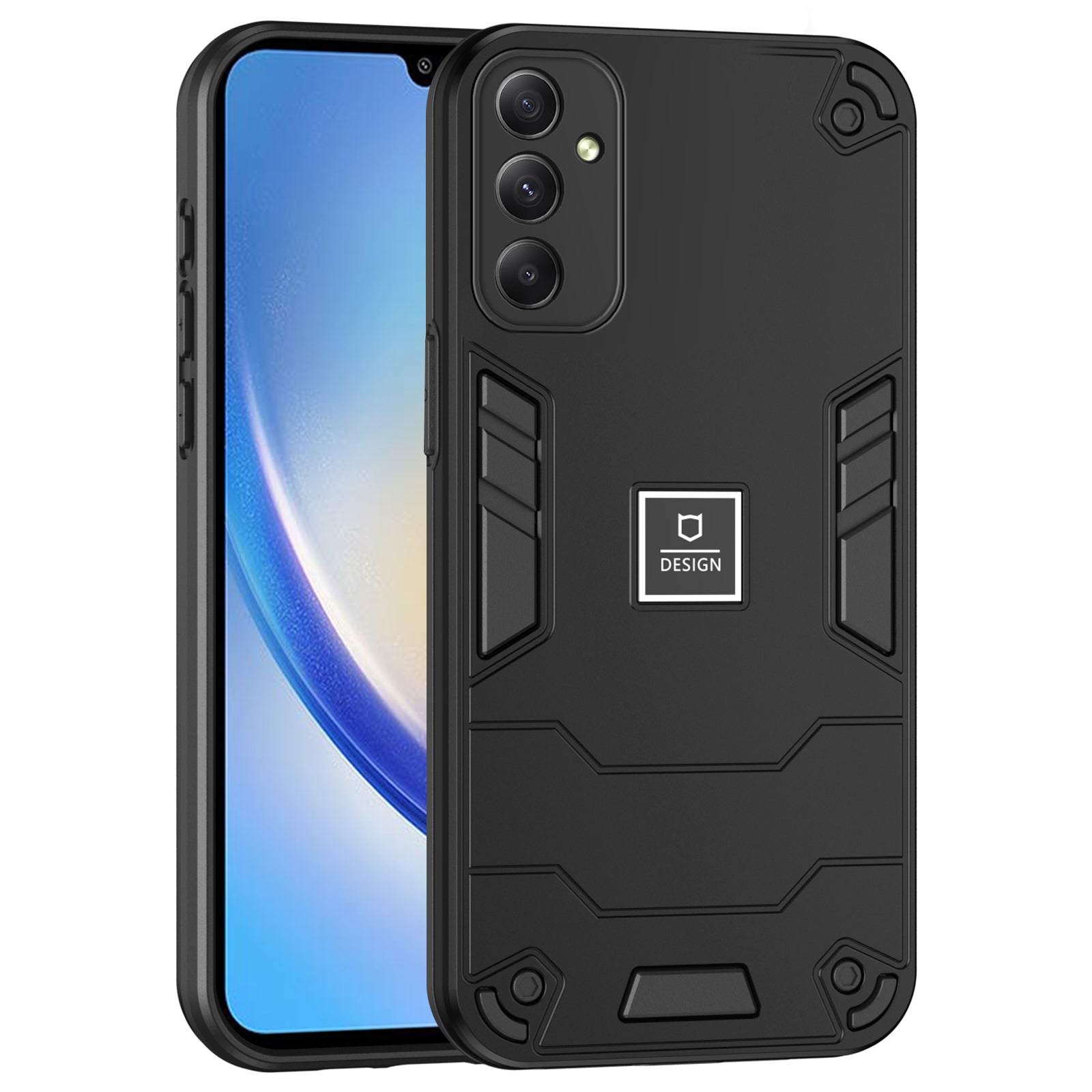 For Samsung Galaxy A34 5G Phone Case PC+TPU Dual Layered Shockproof Cover Precise Cut-outs - Navy Blue
