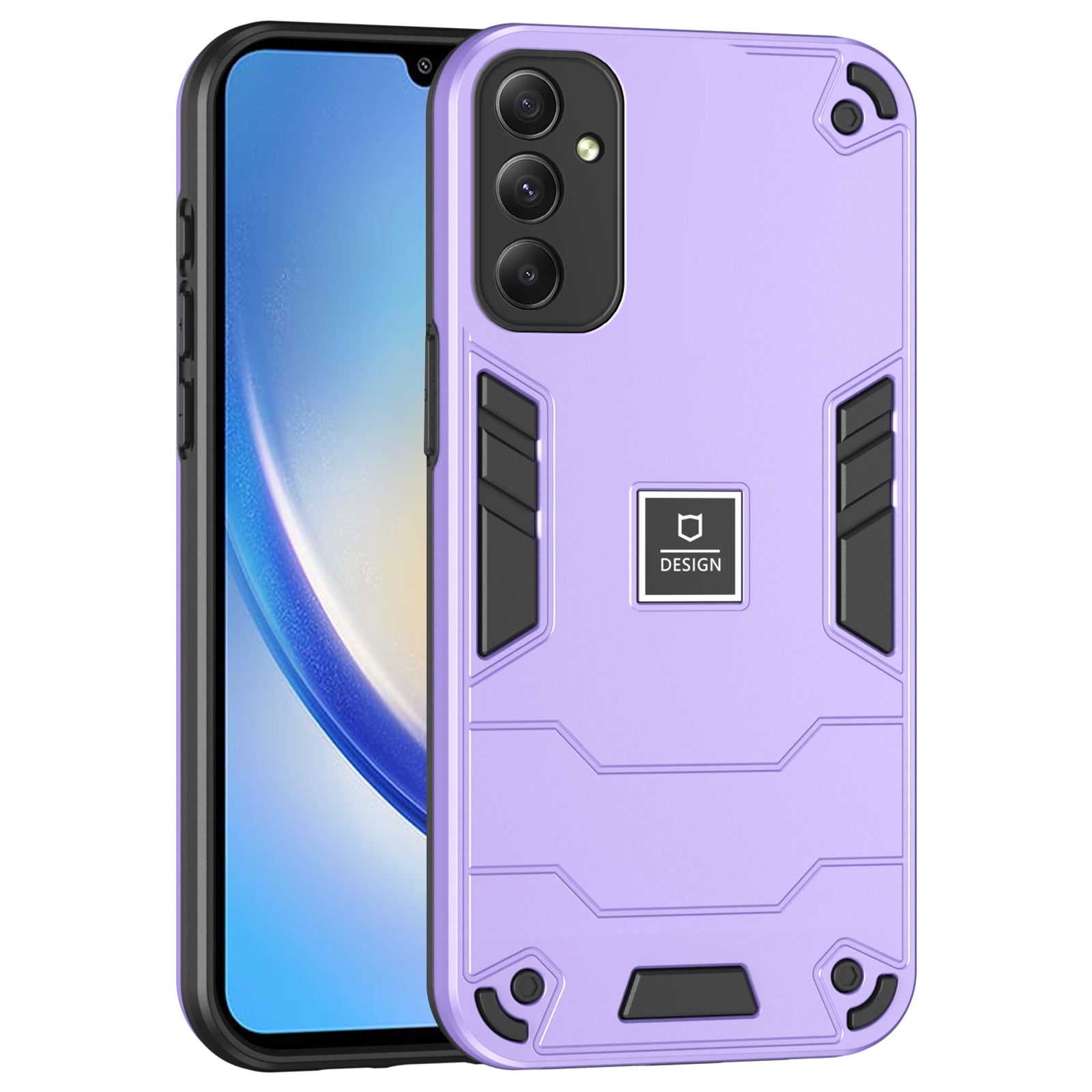 For Samsung Galaxy A34 5G Phone Case PC+TPU Dual Layered Shockproof Cover Precise Cut-outs - Navy Blue