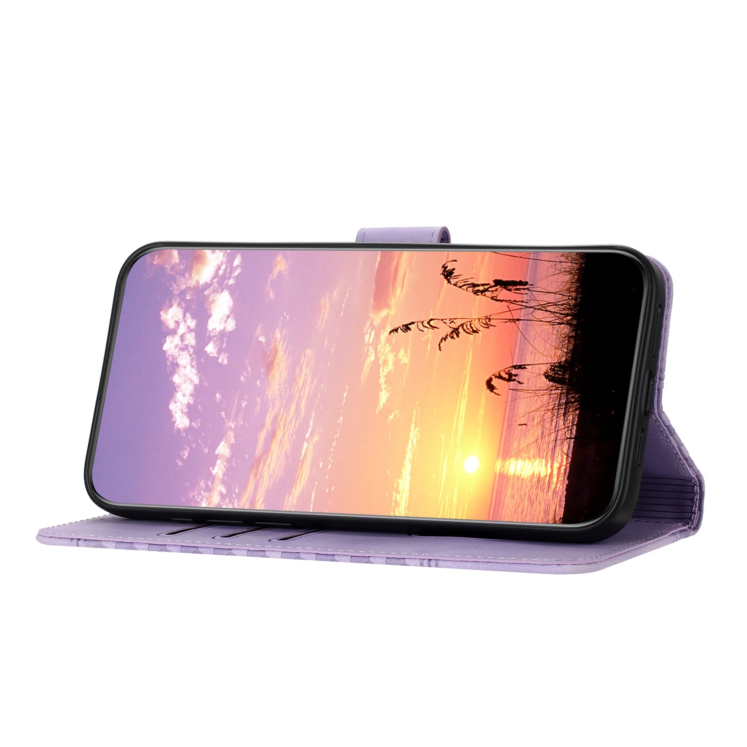 YX0060 For iPhone 15 Pro Max Phone Case Wallet PU Leather Cover - Purple