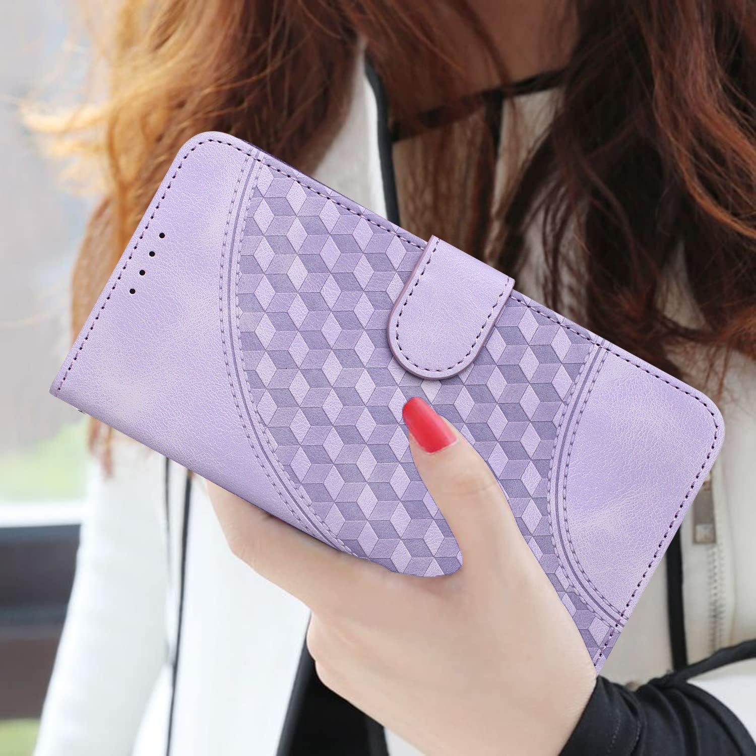YX0060 For iPhone 15 Pro Max Phone Case Wallet PU Leather Cover - Purple