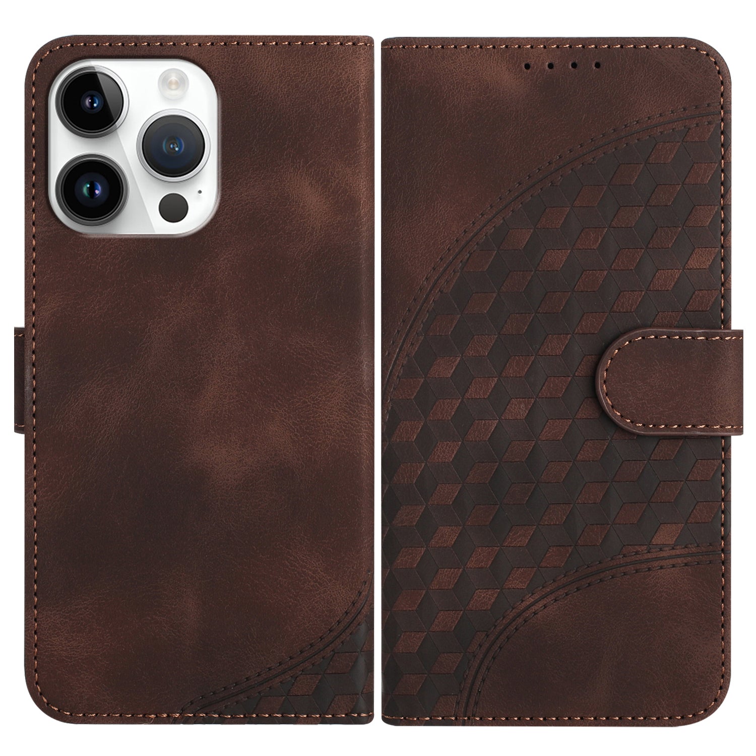 YX0060 For iPhone 15 Pro Max Phone Case Wallet PU Leather Cover - Purple