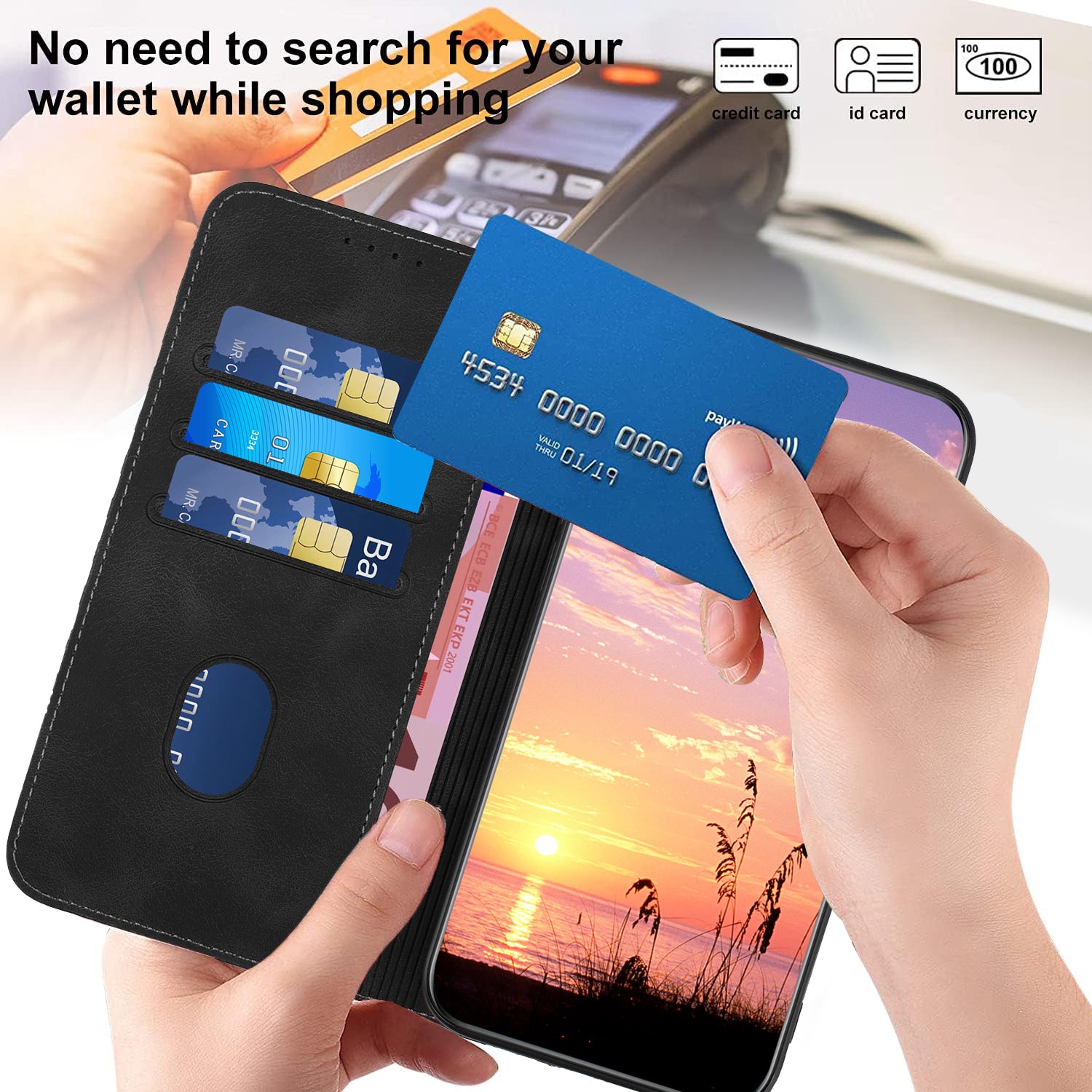 YX0060 For iPhone 14 Pro Max Leather Case Elephant Head Pattern Phone Wallet Cover - Black