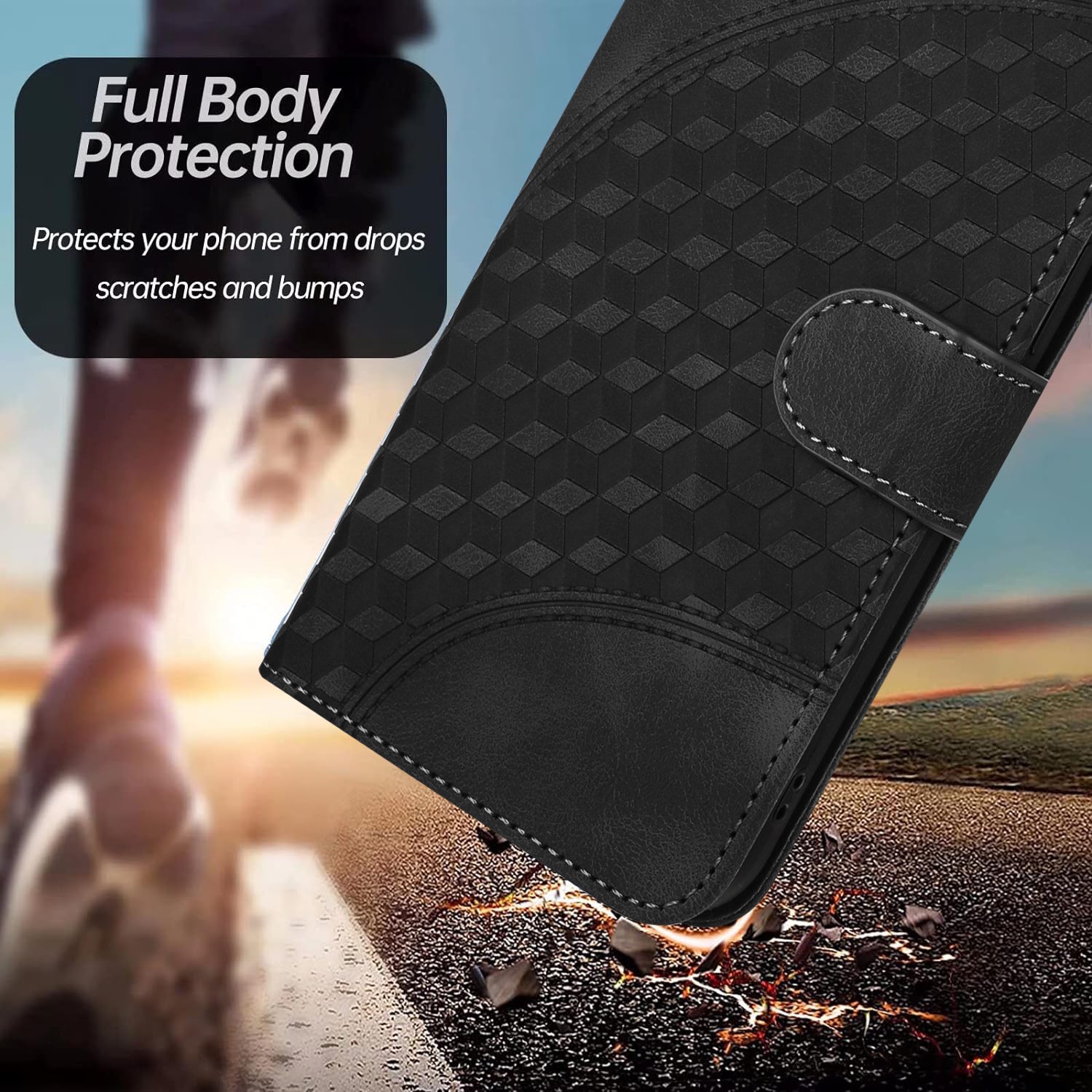 YX0060 For iPhone 14 Pro Max Leather Case Elephant Head Pattern Phone Wallet Cover - Black