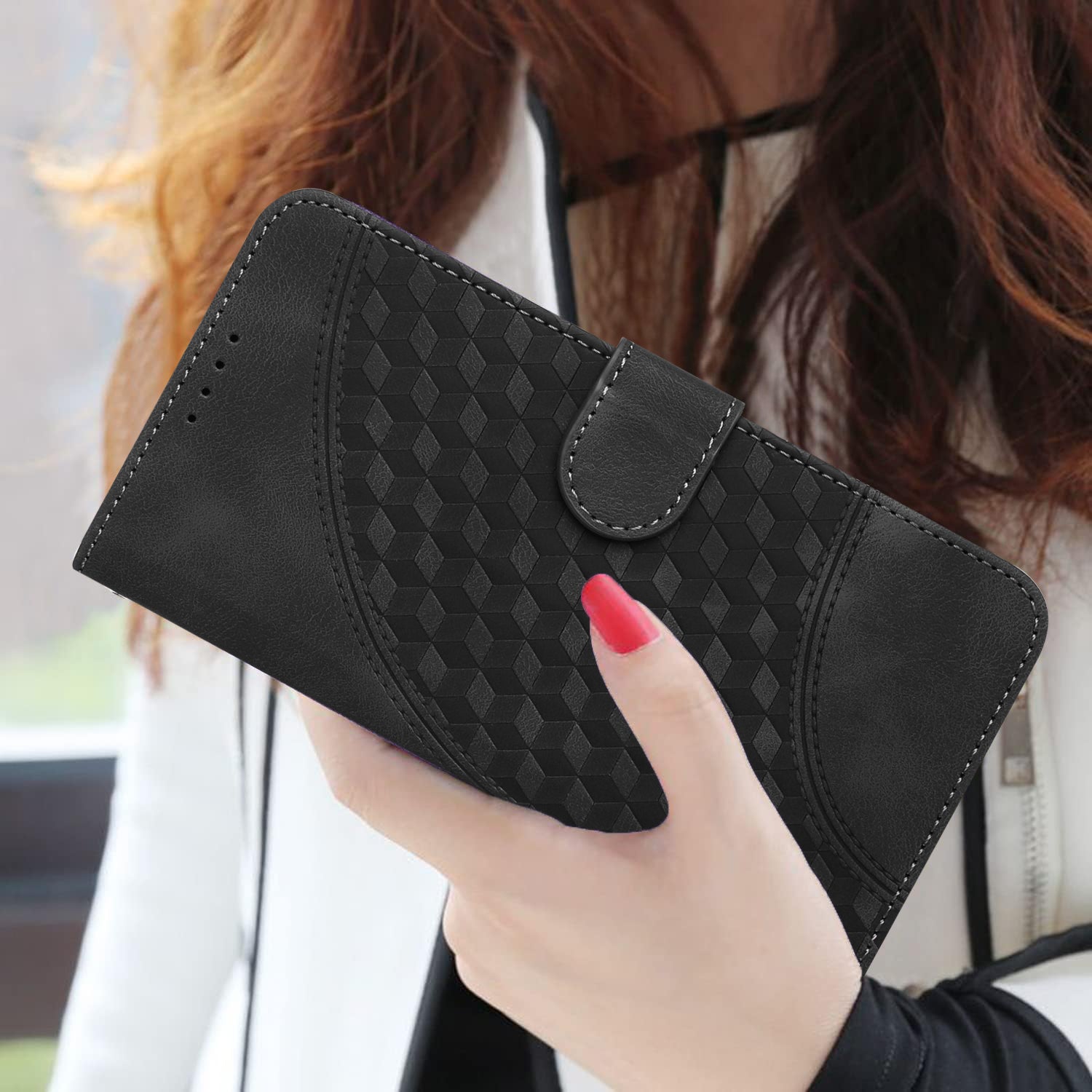 YX0060 For iPhone 14 Pro Max Leather Case Elephant Head Pattern Phone Wallet Cover - Black