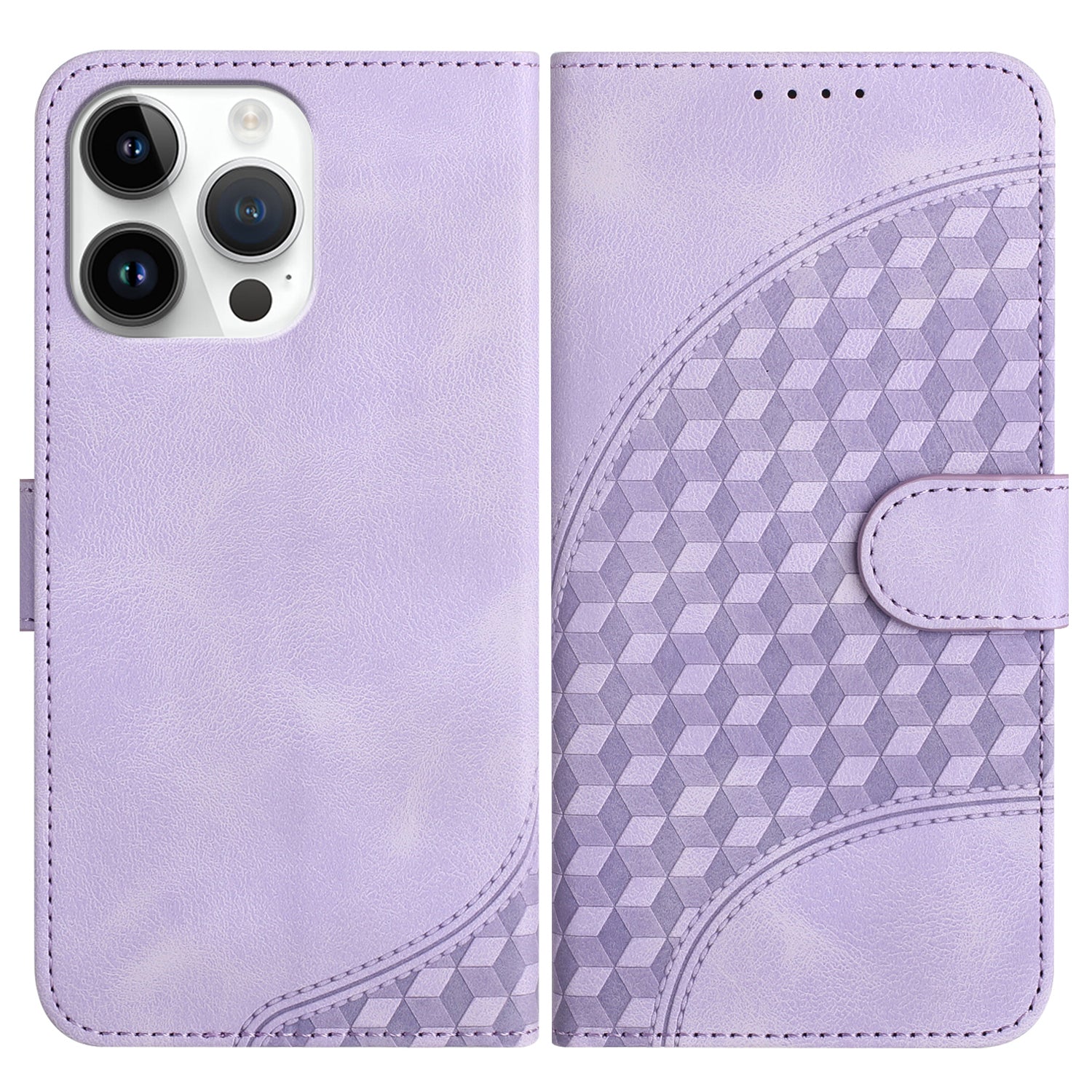 YX0060 For iPhone 14 Pro Max Leather Case Elephant Head Pattern Phone Wallet Cover - Black