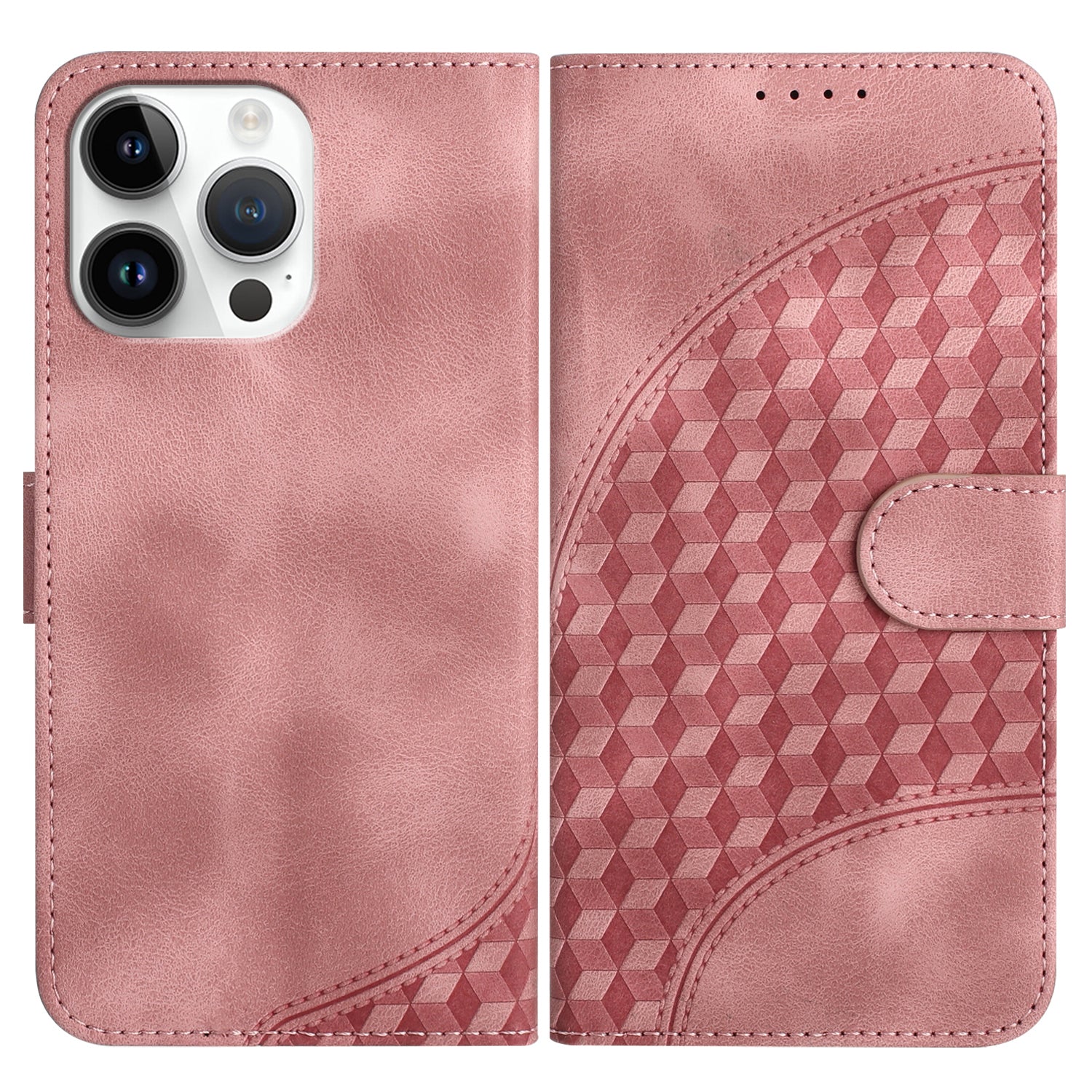 YX0060 For iPhone 14 Pro Max Leather Case Elephant Head Pattern Phone Wallet Cover - Black