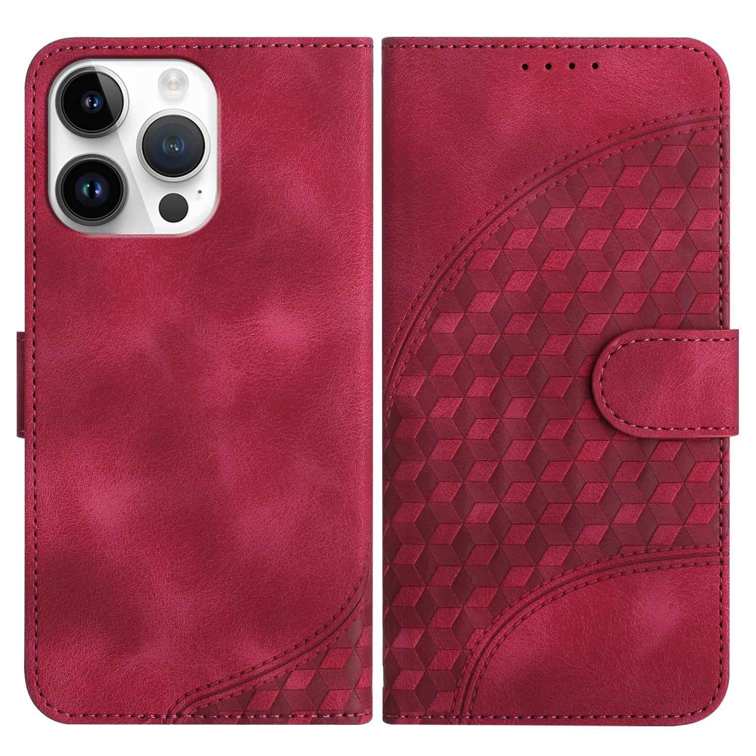 YX0060 For iPhone 14 Pro Max Leather Case Elephant Head Pattern Phone Wallet Cover - Black