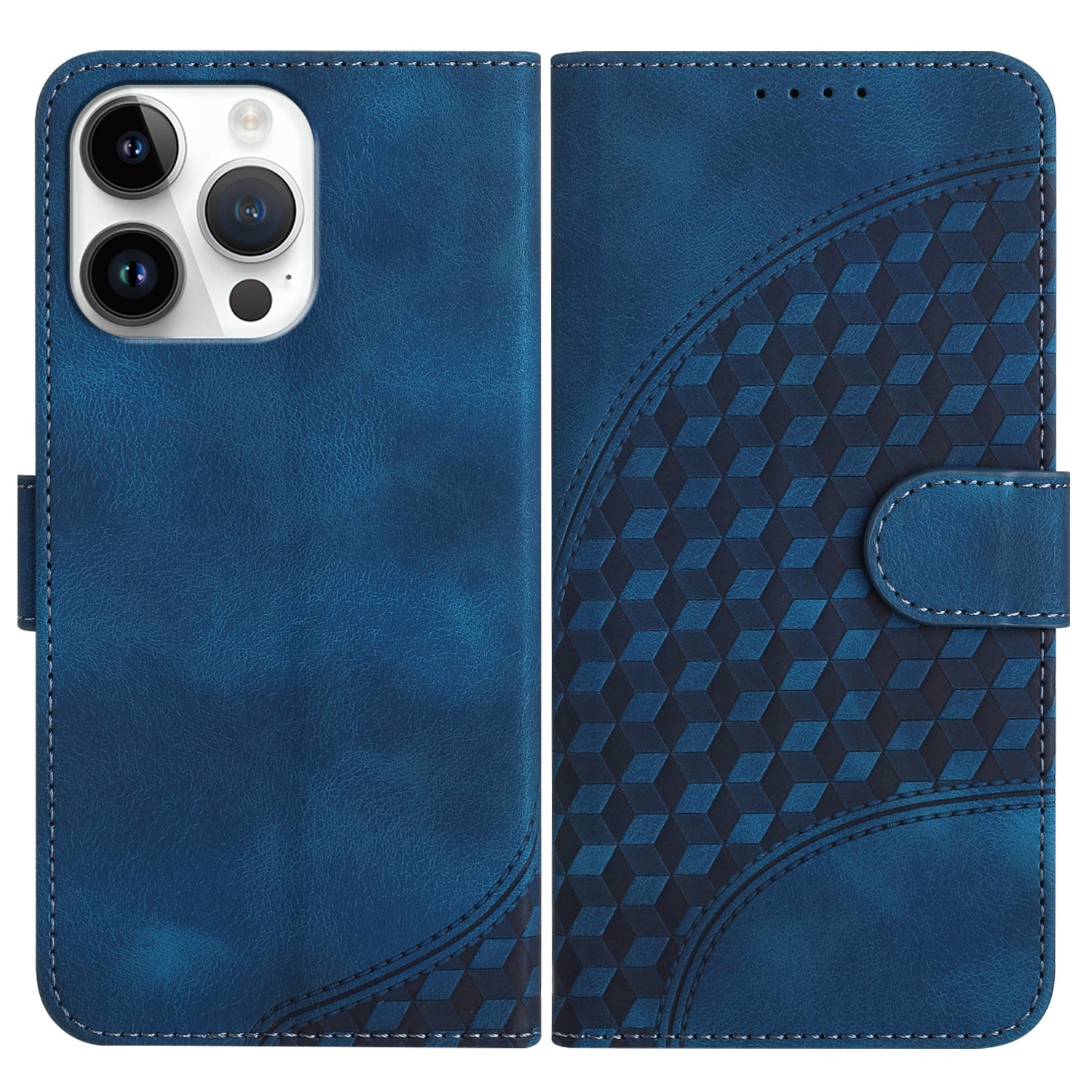 YX0060 For iPhone 14 Pro Max Leather Case Elephant Head Pattern Phone Wallet Cover - Black