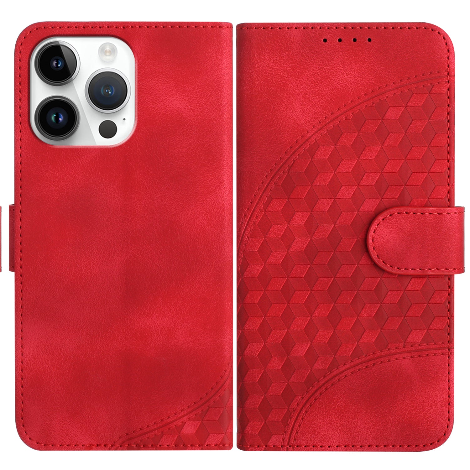 YX0060 For iPhone 14 Pro Max Leather Case Elephant Head Pattern Phone Wallet Cover - Black