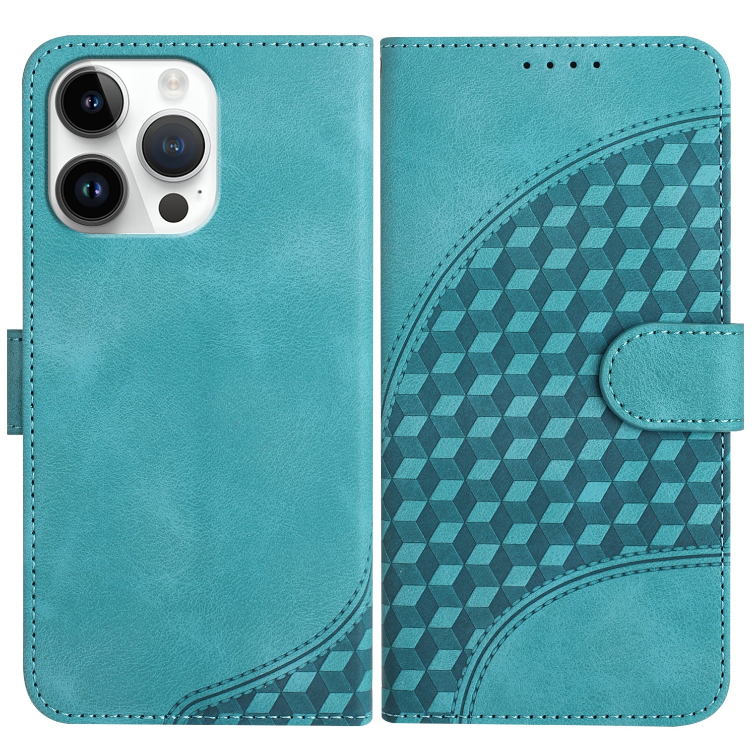 YX0060 For iPhone 14 Pro Max Leather Case Elephant Head Pattern Phone Wallet Cover - Black