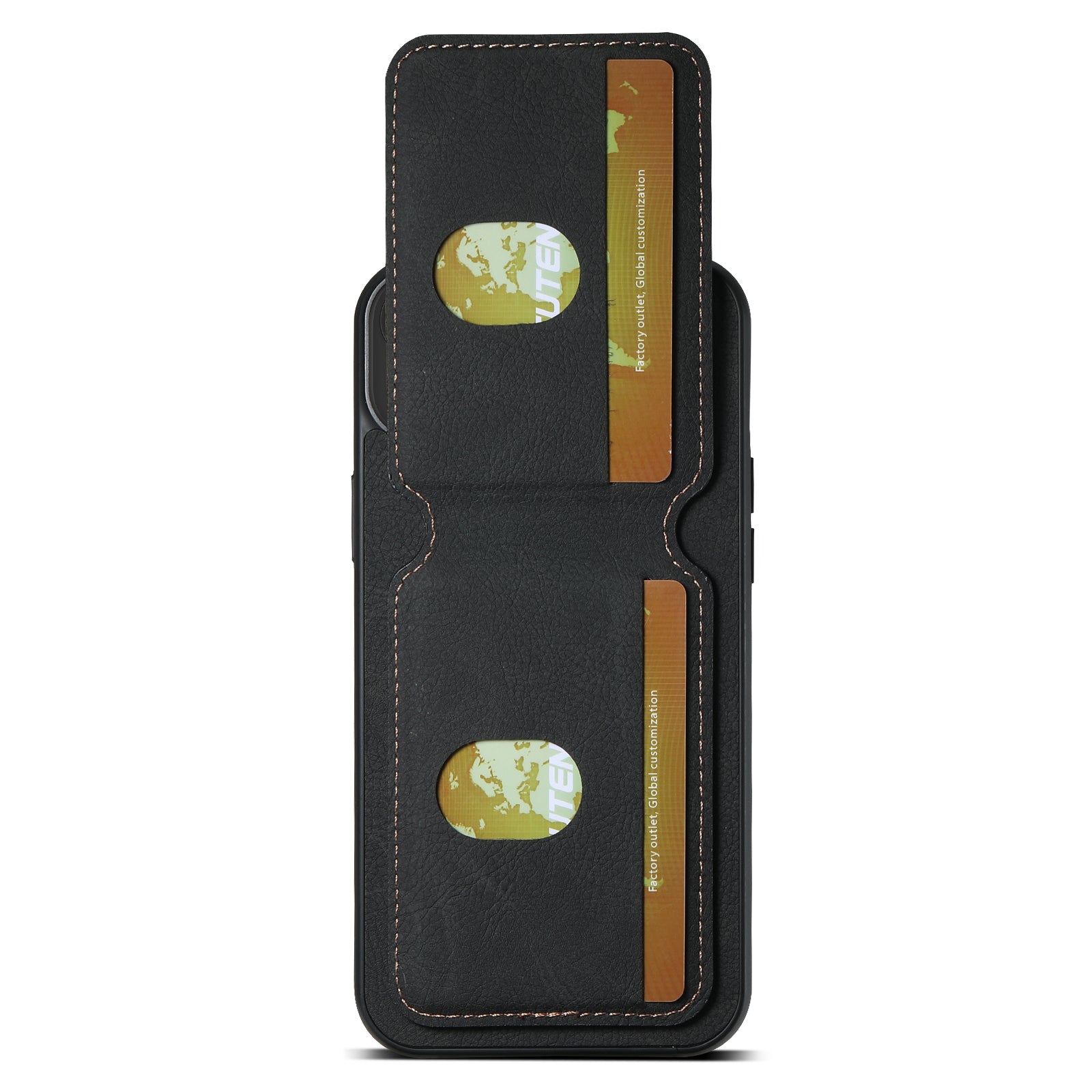 SUTENI H02 For iPhone 14 Case Litchi Texture PU Leather Card Slots Phone Protector - Black