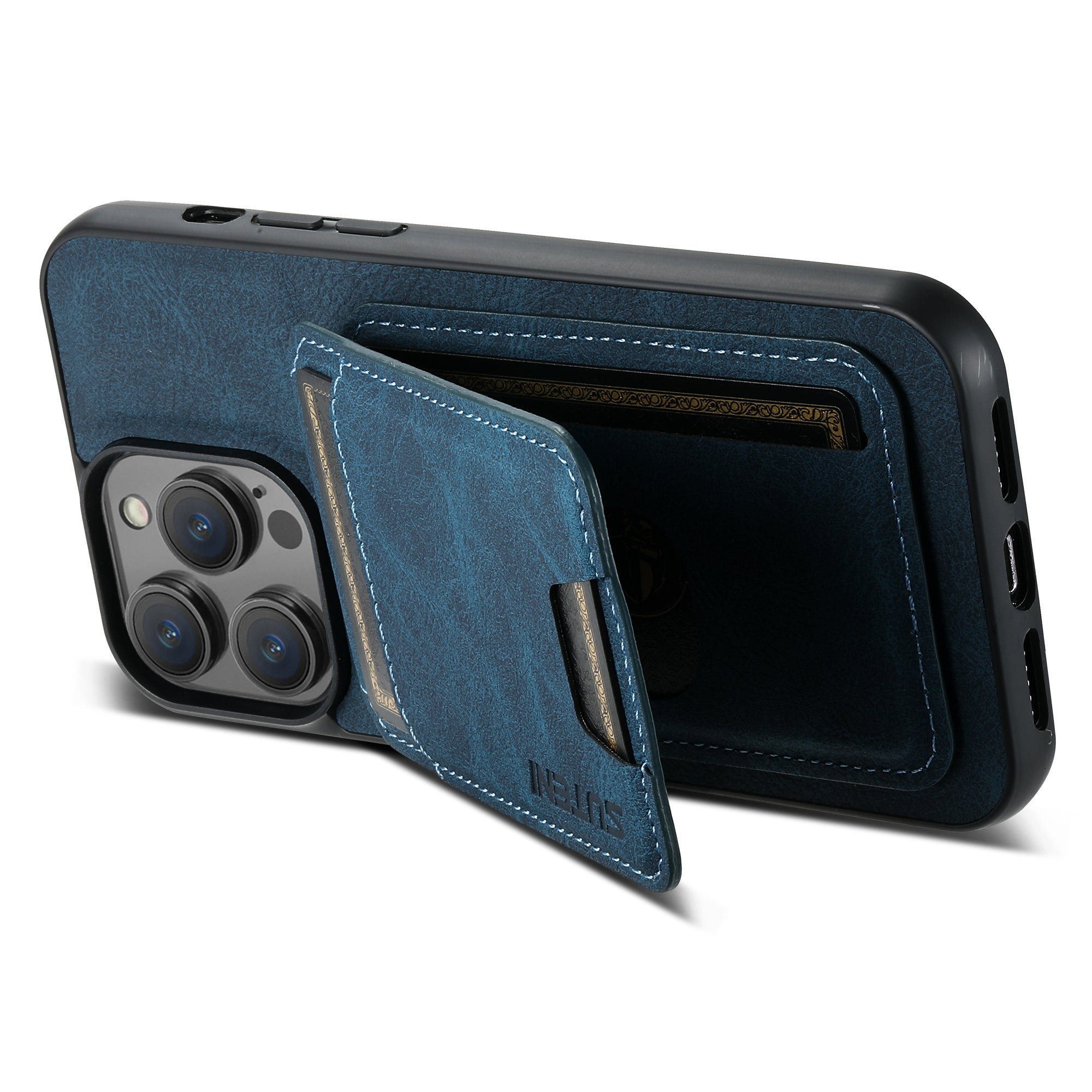 SUTENI H02 For iPhone 12 Pro Max 6.7 inch Case Vertical Flip PU Leather+TPU Anti-dust Protective Cover - Blue