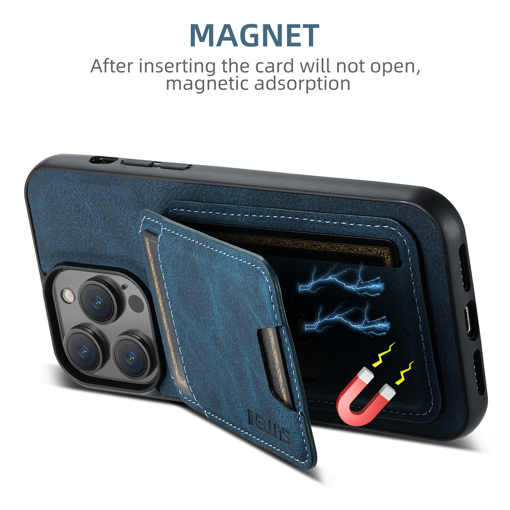 SUTENI H02 For iPhone 12 Pro Max 6.7 inch Case Vertical Flip PU Leather+TPU Anti-dust Protective Cover - Blue