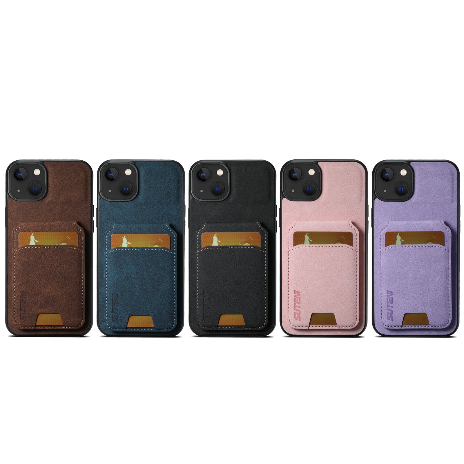 SUTENI H02 For iPhone 14 Plus Cell Phone Case Litchi Texture Anti-fall Leather Protective Back Shell - Blue