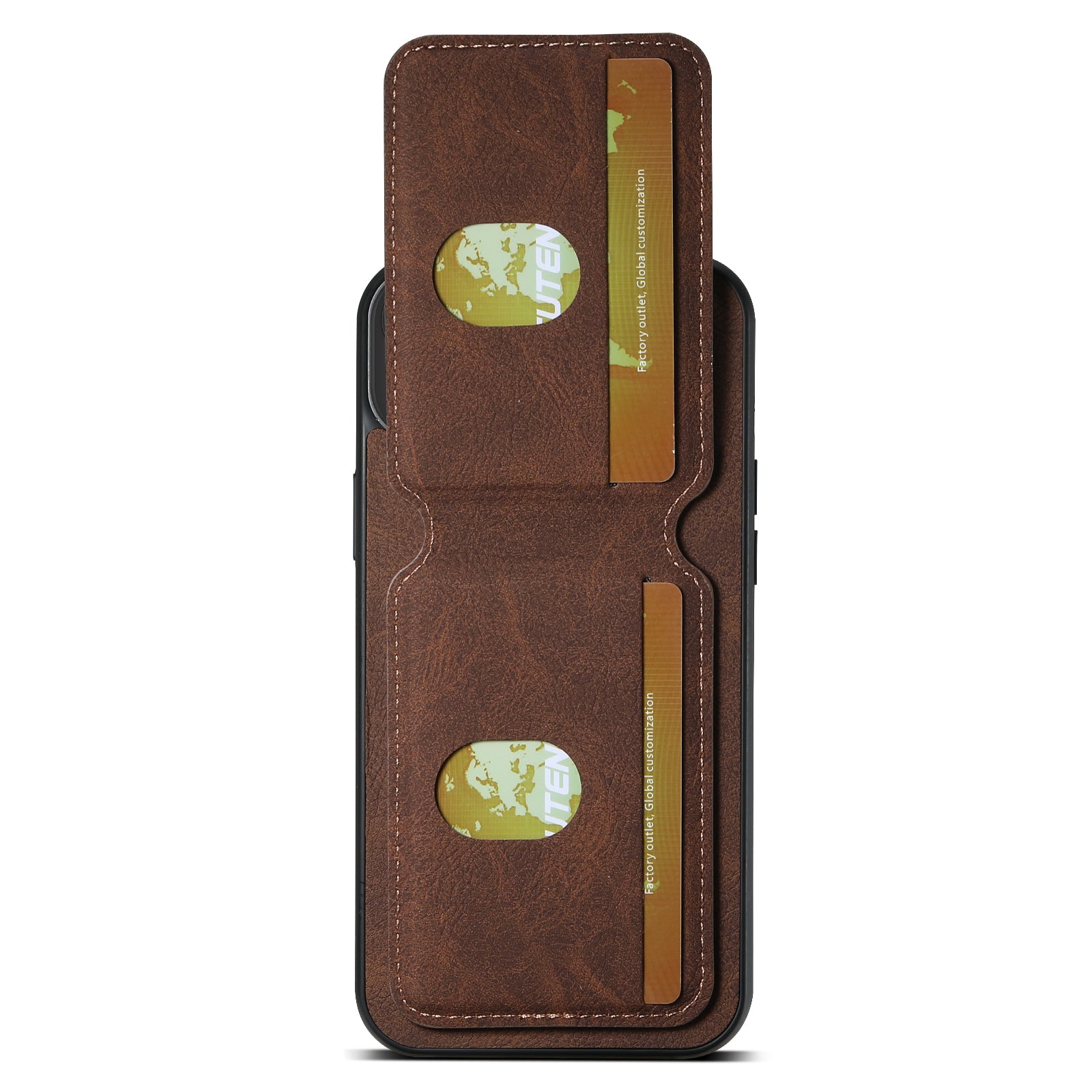 SUTENI H02 For iPhone 15 Case Scratch-resistant PU Leather+TPU Litchi Texture Phone Cover with Kickstand - Brown