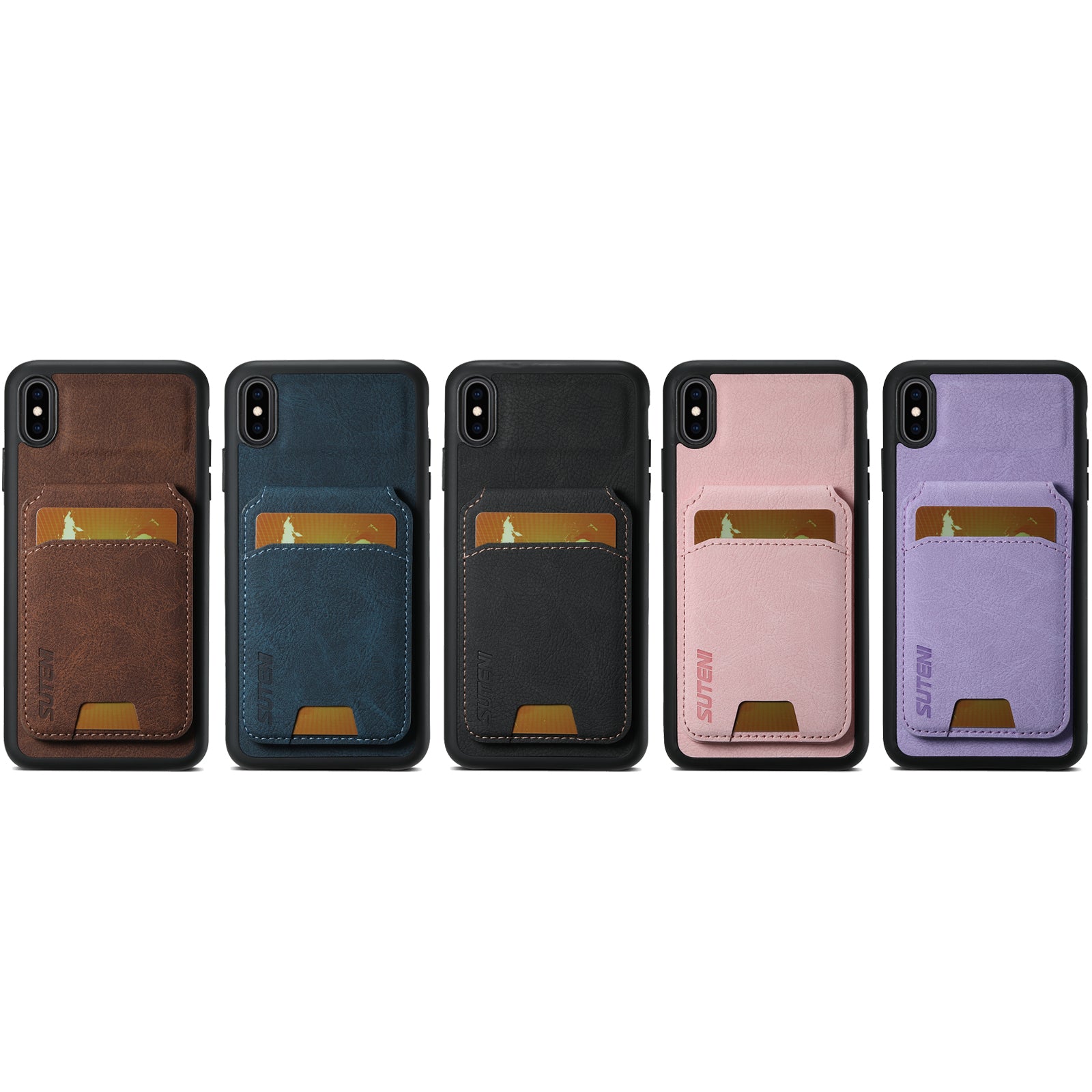 SUTENI H02 For iPhone XS Max 6.5 inch Leather Case Litchi Texture Card Slots Mobile Phone Shell - Black