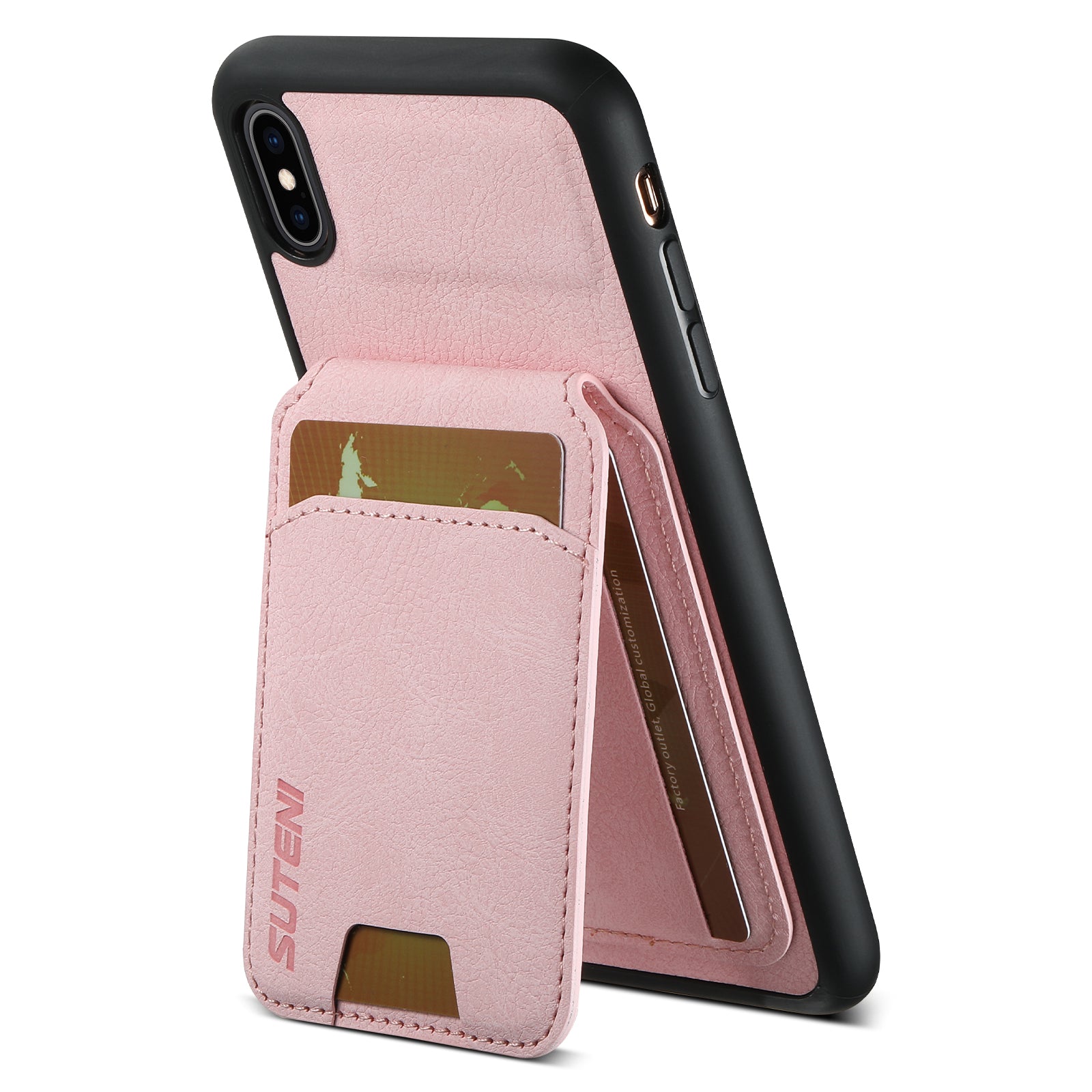 SUTENI H02 For iPhone XS Max 6.5 inch Leather Case Litchi Texture Card Slots Mobile Phone Shell - Black