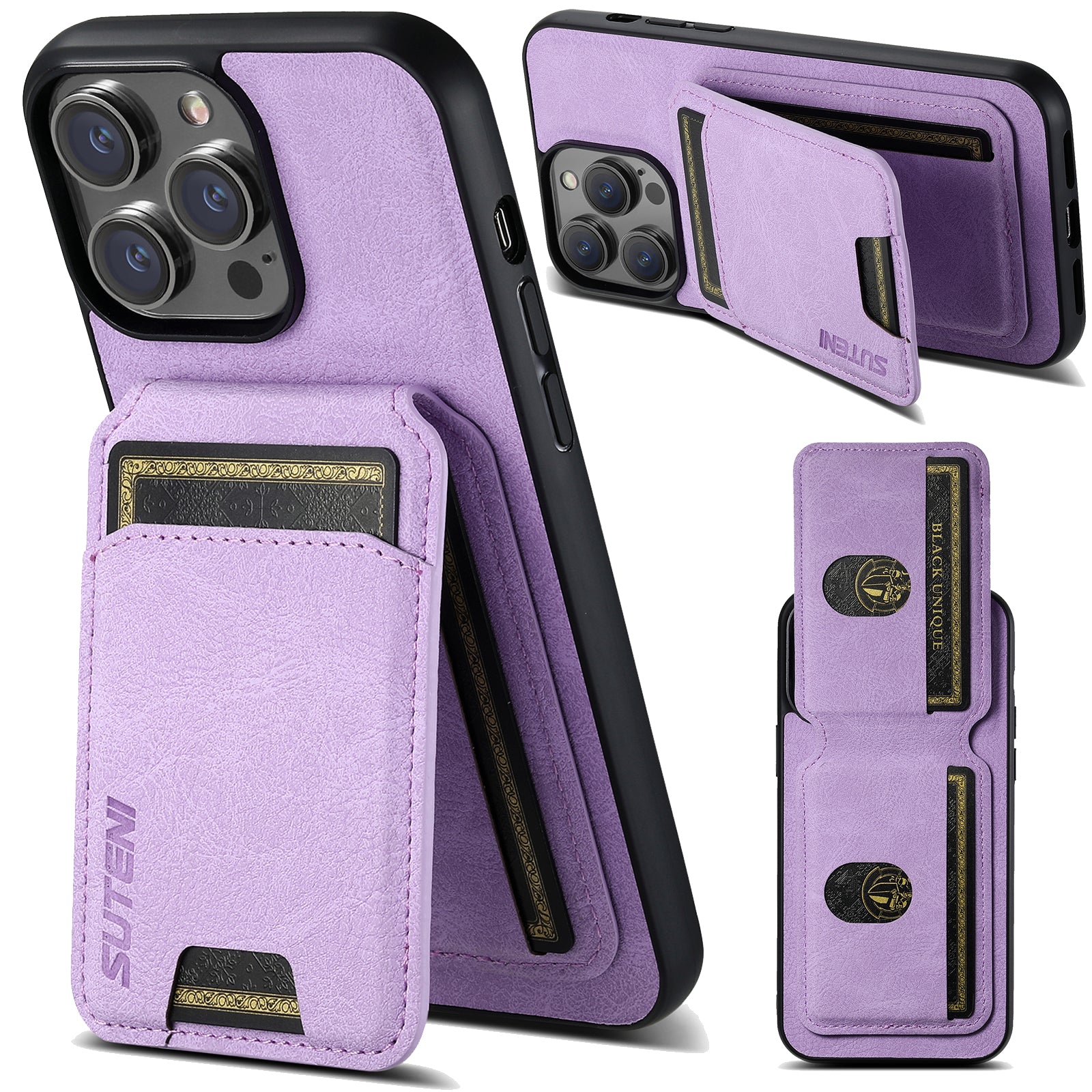 SUTENI H02 For iPhone 11 Pro PU Leather Case Litchi Texture Anti-scratch Phone Cover - Purple