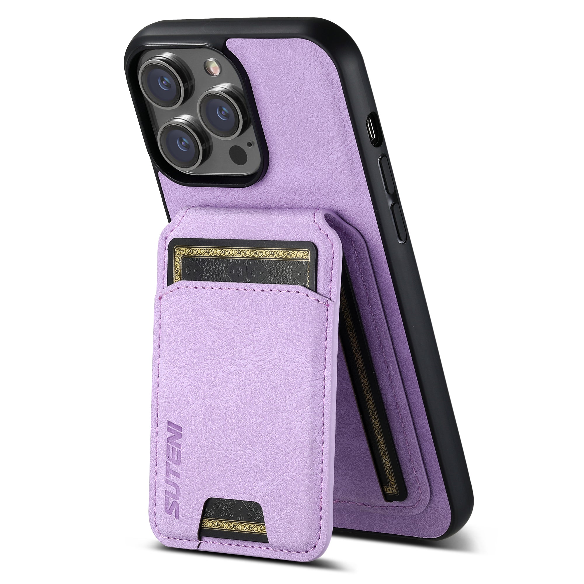 SUTENI H02 For iPhone 11 Pro PU Leather Case Litchi Texture Anti-scratch Phone Cover - Purple
