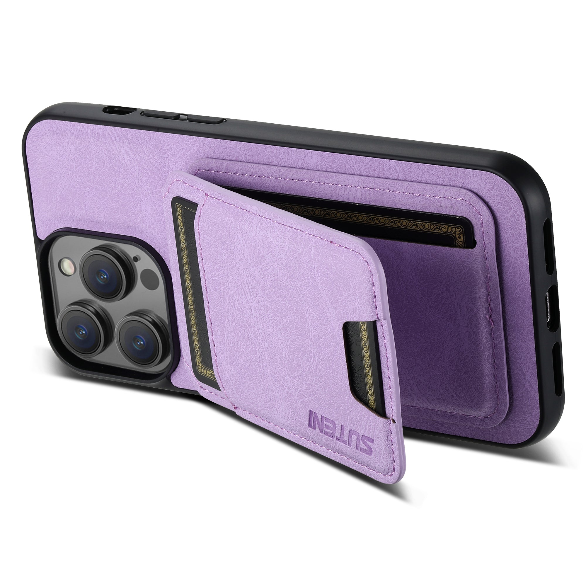 SUTENI H02 For iPhone 11 Pro PU Leather Case Litchi Texture Anti-scratch Phone Cover - Purple