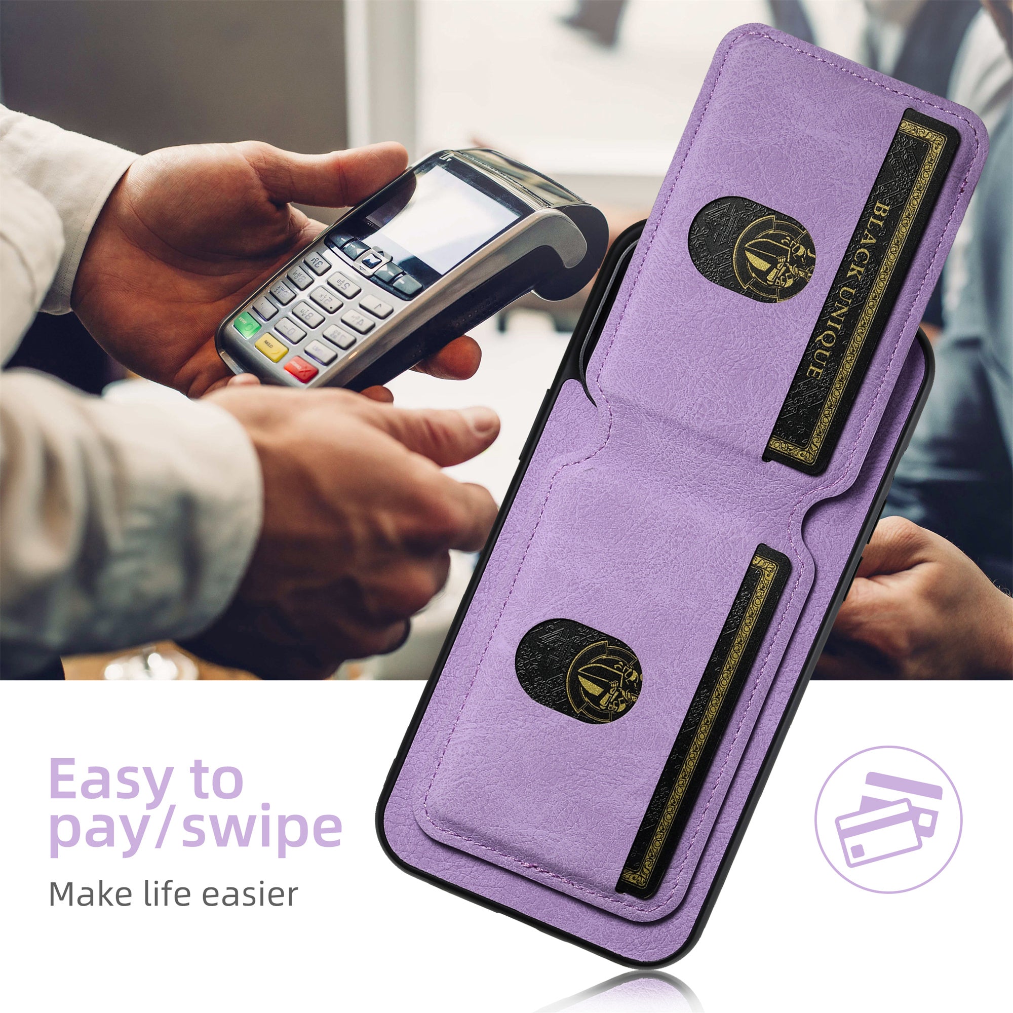 SUTENI H02 For iPhone 11 Pro PU Leather Case Litchi Texture Anti-scratch Phone Cover - Purple
