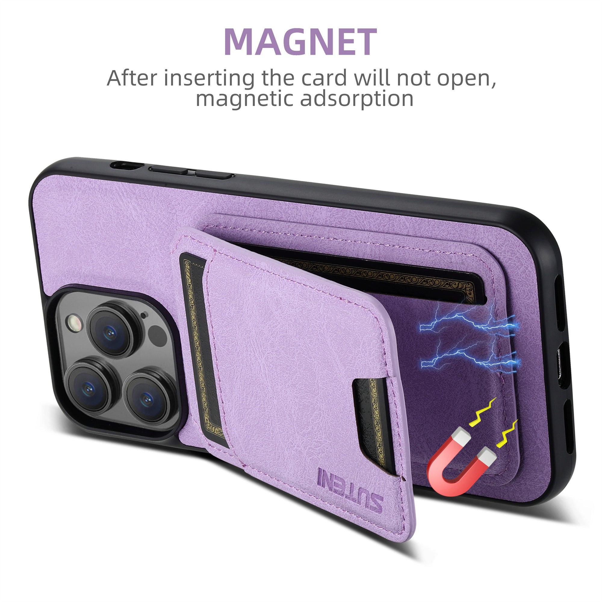 SUTENI H02 For iPhone 11 Pro PU Leather Case Litchi Texture Anti-scratch Phone Cover - Purple