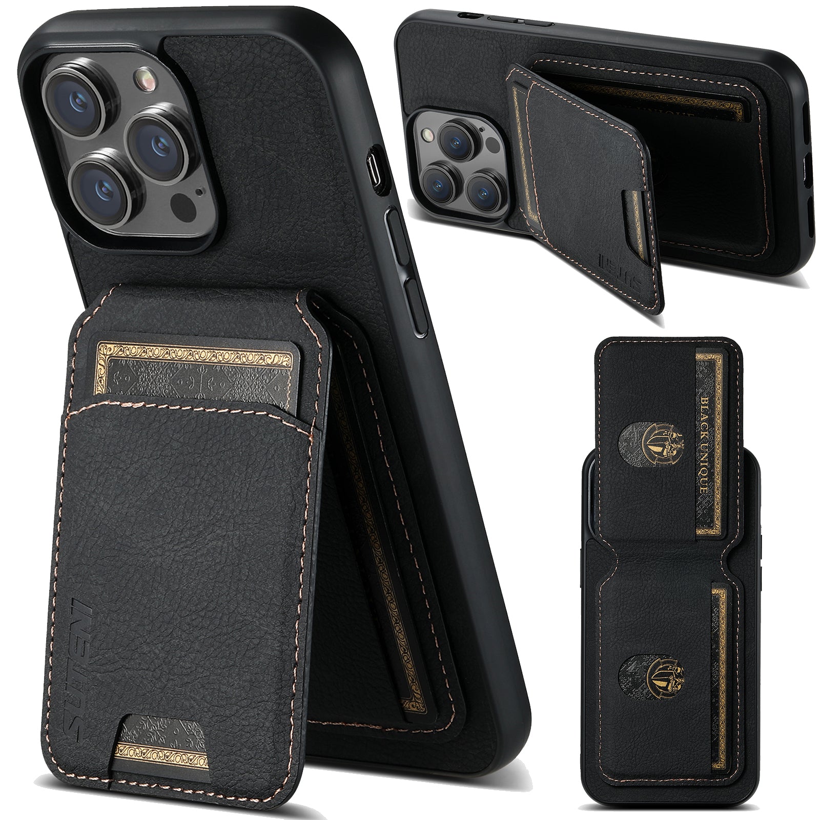 SUTENI H02 For iPhone 11 Pro PU Leather Case Litchi Texture Anti-scratch Phone Cover - Purple