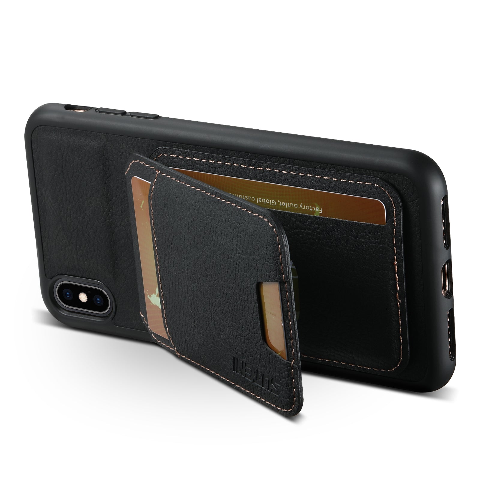 SUTENI H02 For iPhone X / XS 5.8 inch Litchi Texture Case PU Leather+TPU Vertical Flip Phone Cover - Black