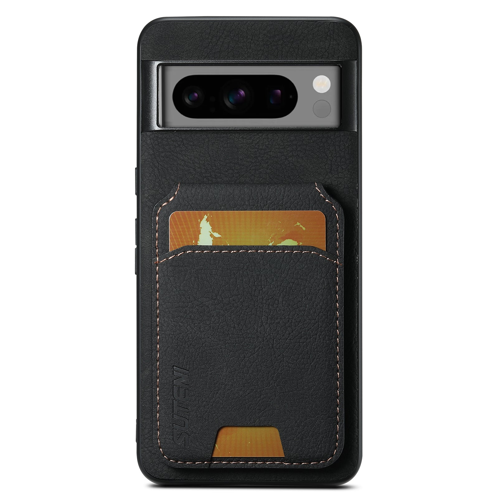 SUTENI H02 For Google Pixel 8 Pro Litchi Texture Case Vertical Flip Card Holder Protective Back Cover - Black