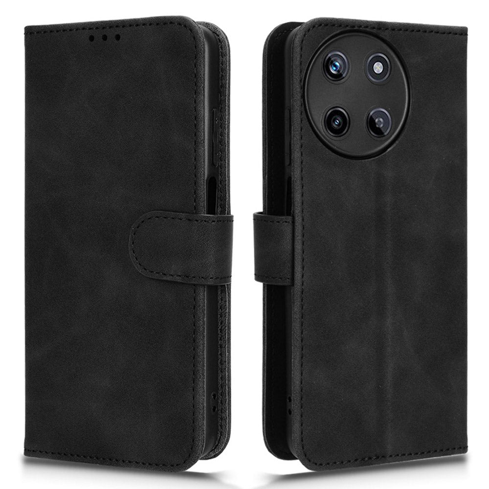 For Realme 11 4G (159.9x73.3x7.95mm) Leather Case Wallet Phone Cover - Black