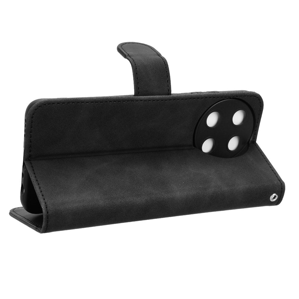 For Realme 11 4G (159.9x73.3x7.95mm) Leather Case Wallet Phone Cover - Black