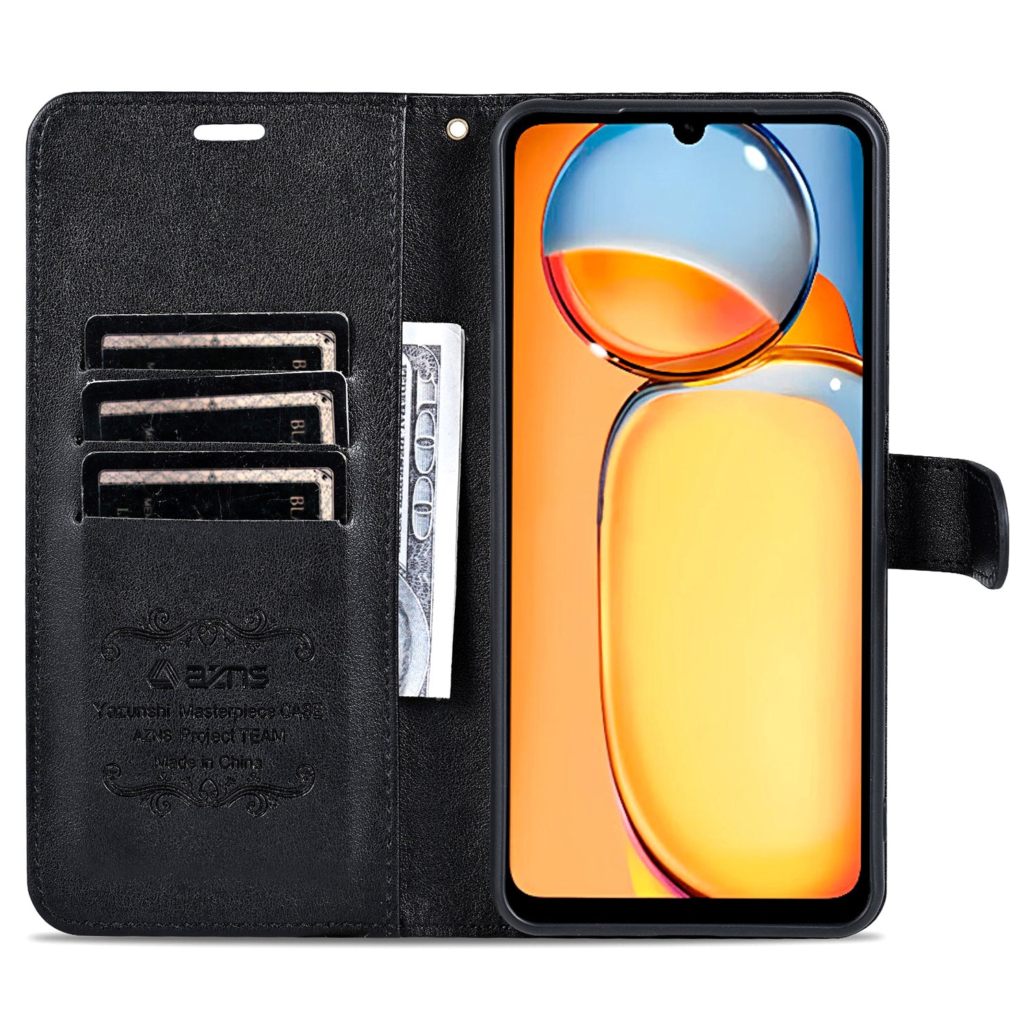 AZNS For Huawei Enjoy 70 4G / nova Y72 4G Phone Case Wallet PU Leather Flip Phone Cover - Black