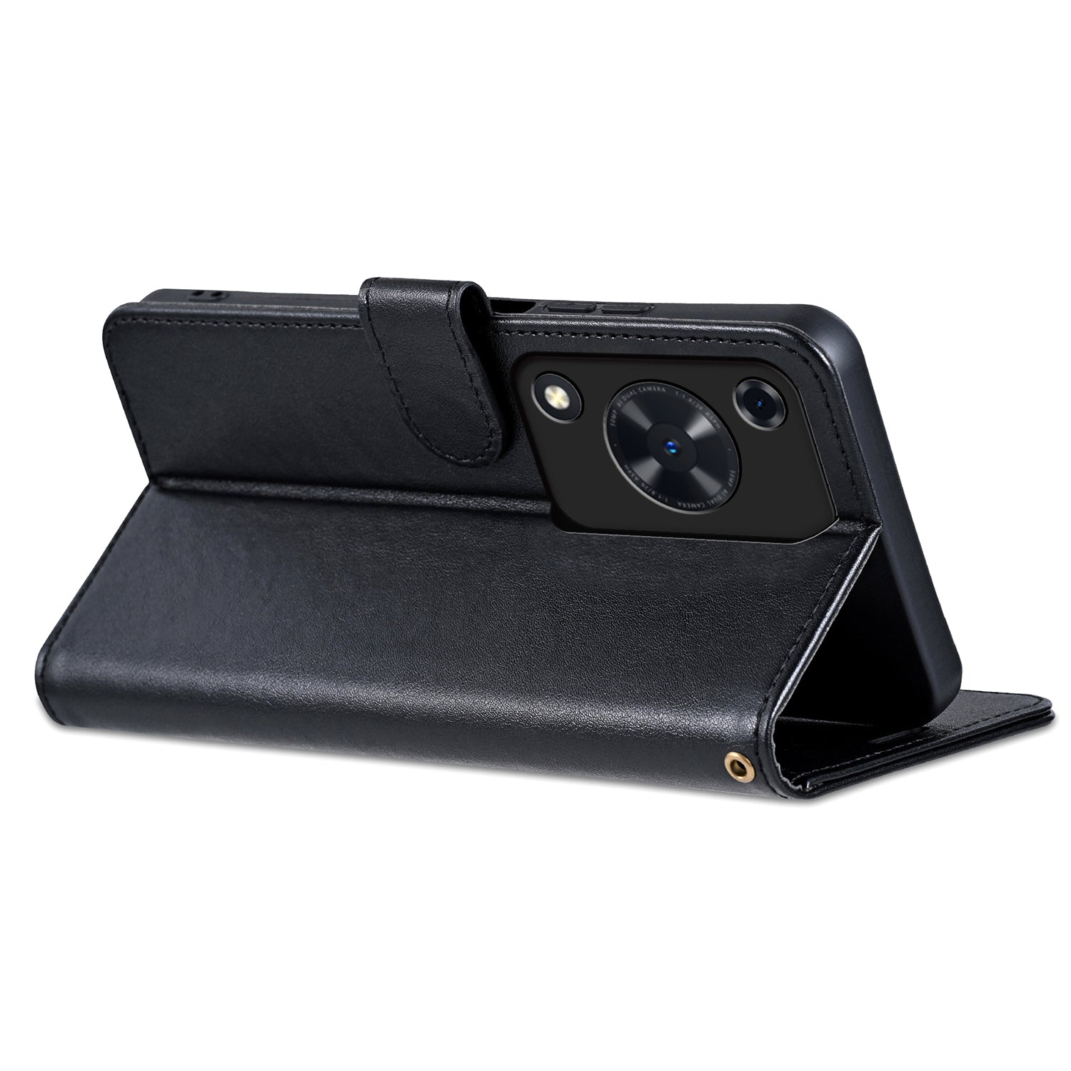 AZNS For Huawei Enjoy 70 4G / nova Y72 4G Phone Case Wallet PU Leather Flip Phone Cover - Black