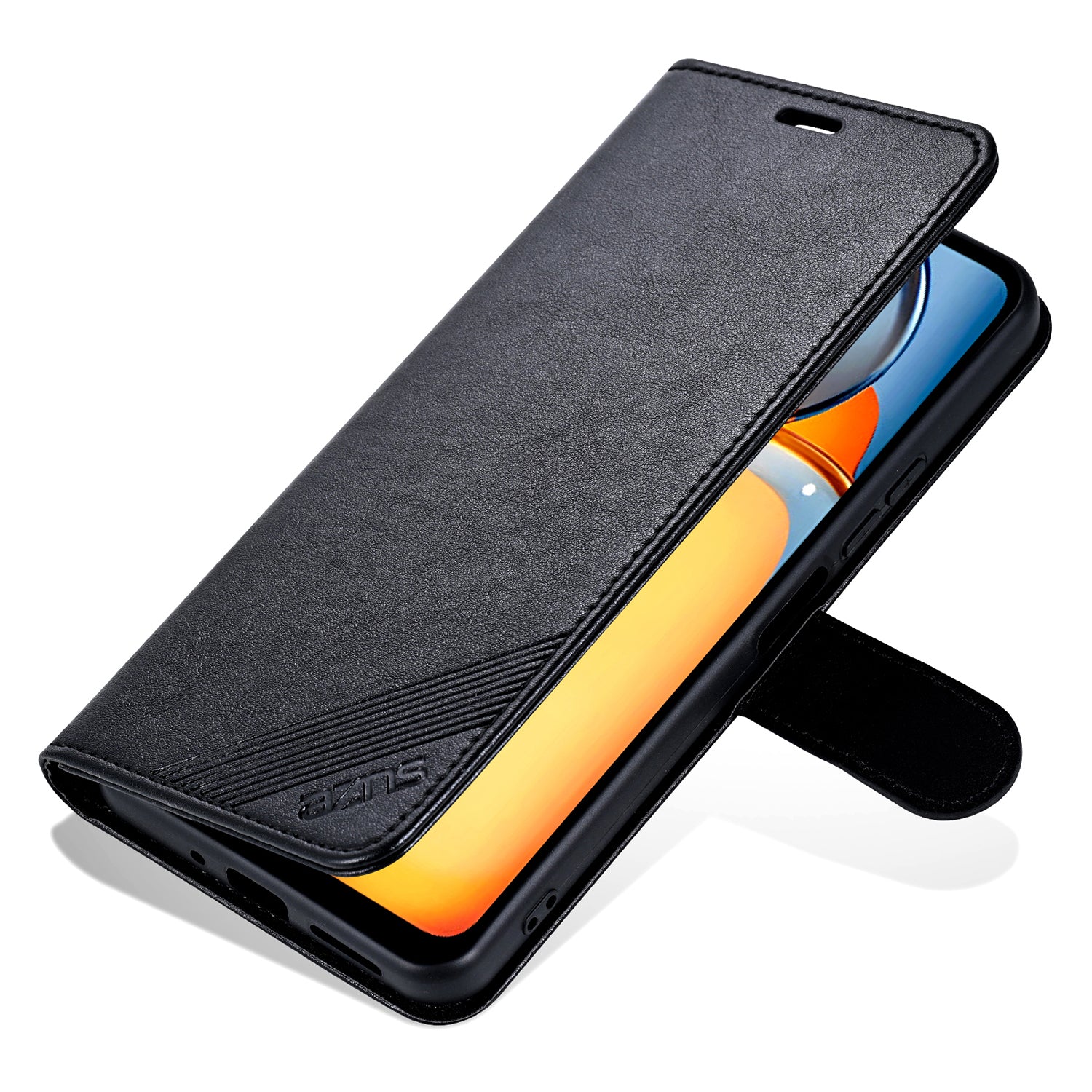 AZNS For Huawei Enjoy 70 4G / nova Y72 4G Phone Case Wallet PU Leather Flip Phone Cover - Black