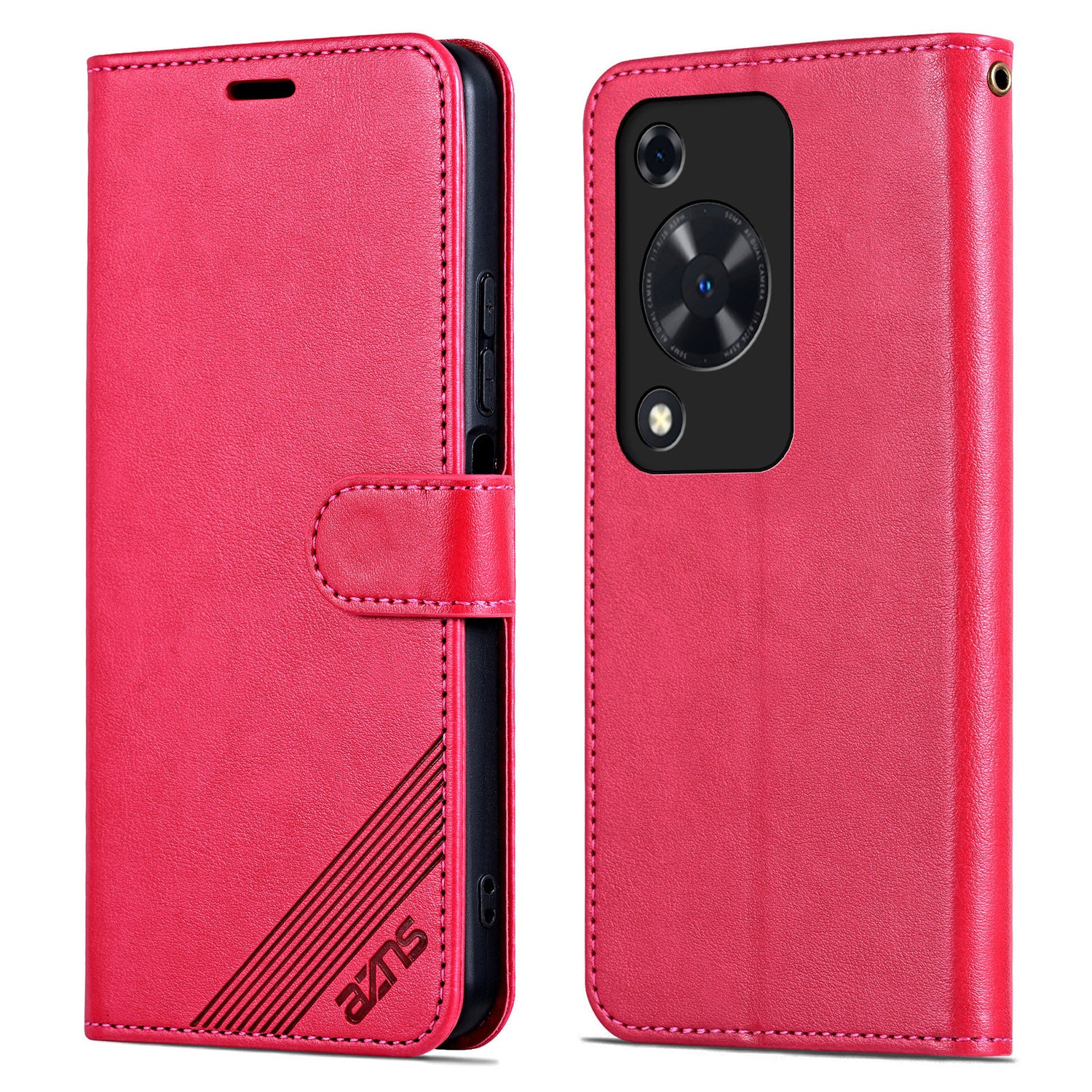 AZNS For Huawei Enjoy 70 4G / nova Y72 4G Phone Case Wallet PU Leather Flip Phone Cover - Black