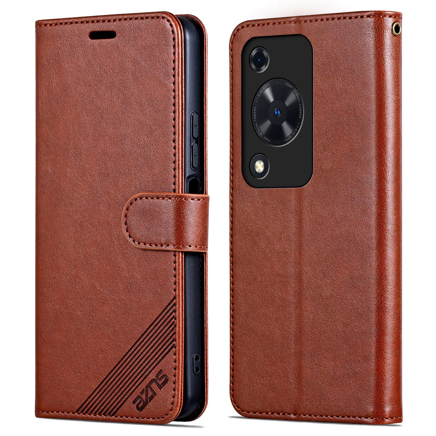 AZNS For Huawei Enjoy 70 4G / nova Y72 4G Phone Case Wallet PU Leather Flip Phone Cover - Black