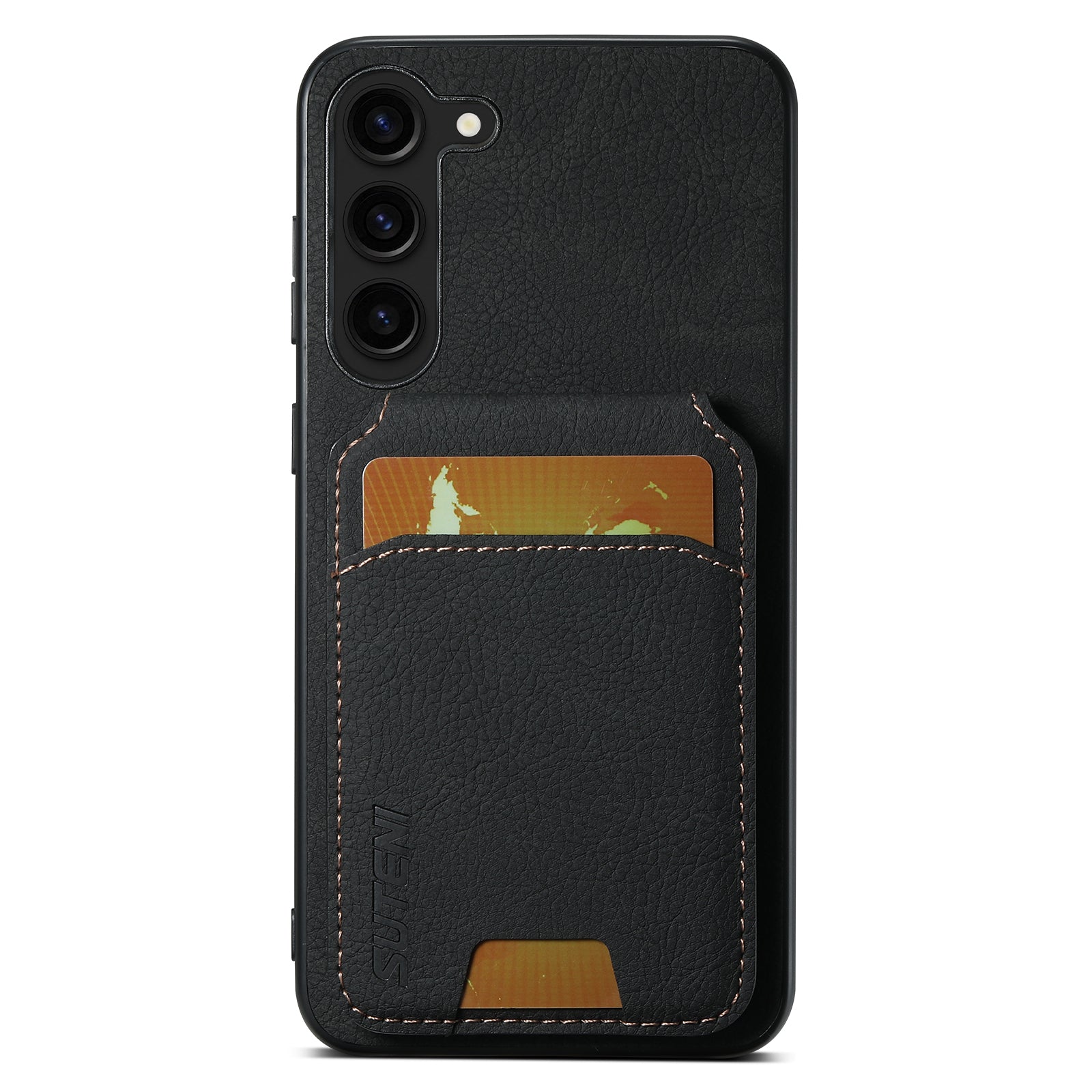 SUTENI H02 For Samsung Galaxy S23+ Phone Case Kickstand Cover Card Slots - Black
