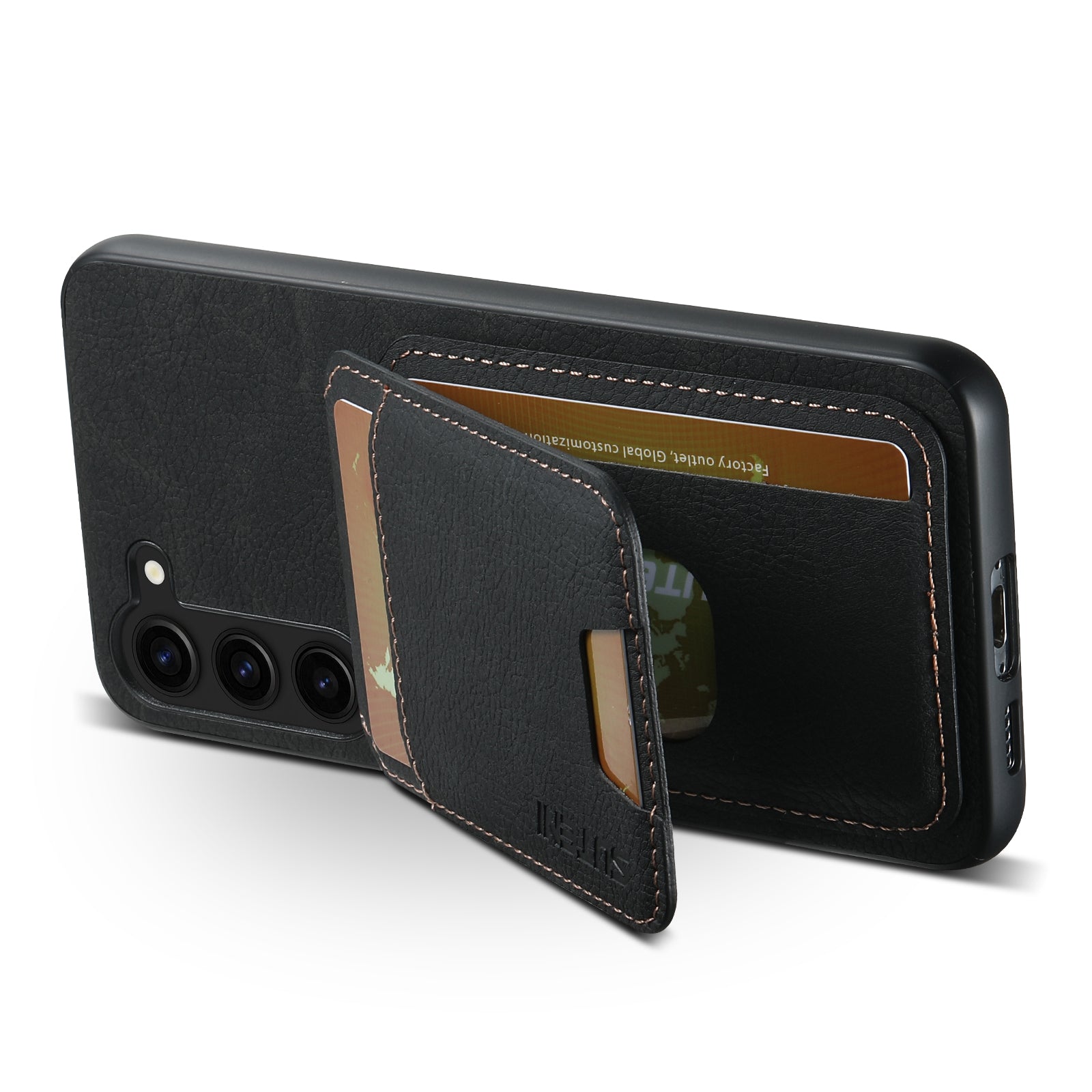 SUTENI H02 For Samsung Galaxy S23+ Phone Case Kickstand Cover Card Slots - Black