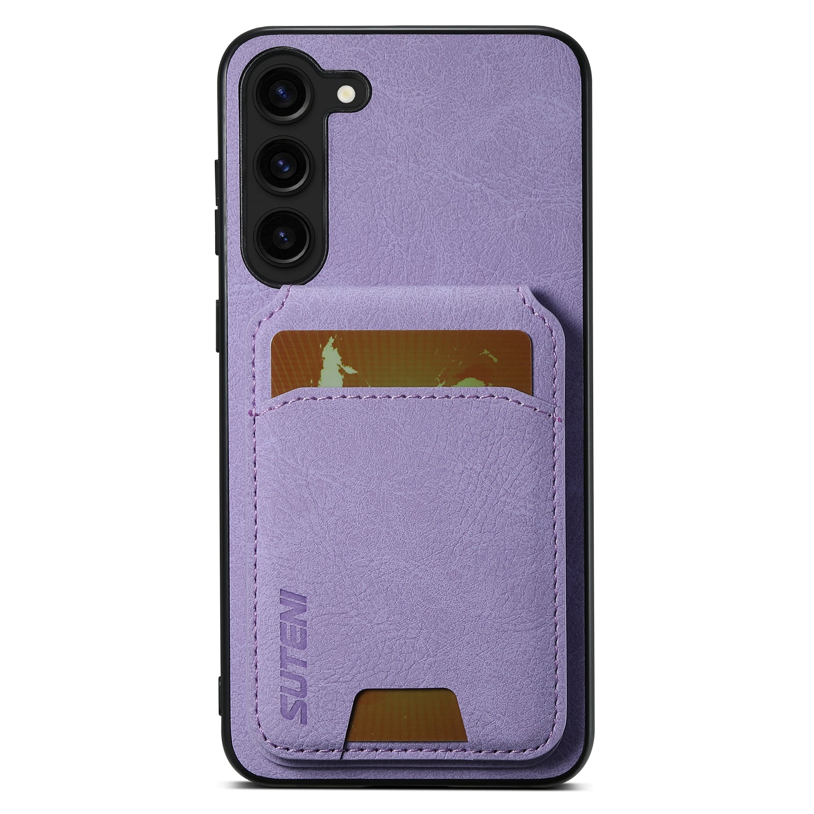 SUTENI H02 For Samsung Galaxy S23+ Phone Case Kickstand Cover Card Slots - Black