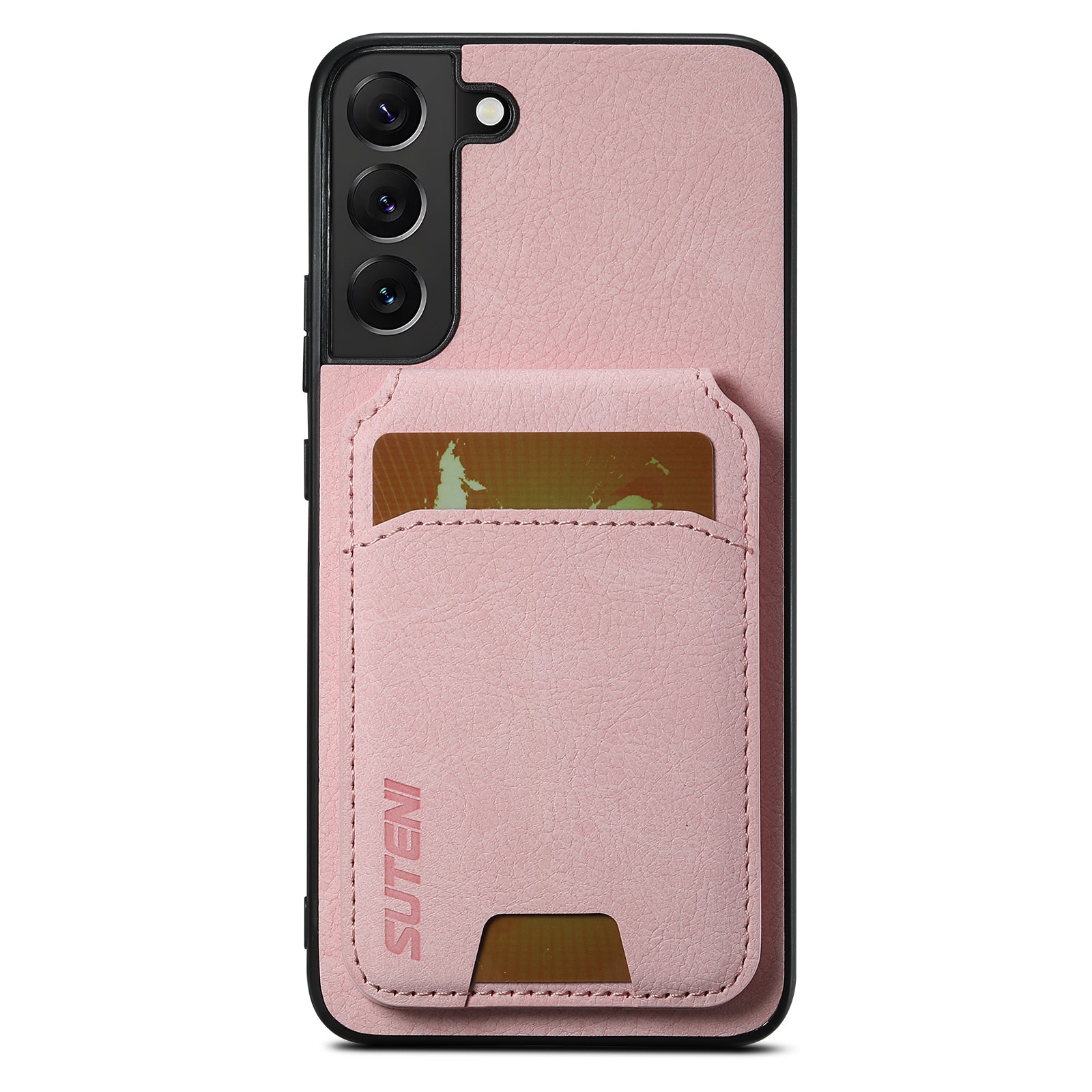 SUTENI H02 For Samsung Galaxy S22+ 5G Litchi Texture Leather+TPU Case Card Slots - Black